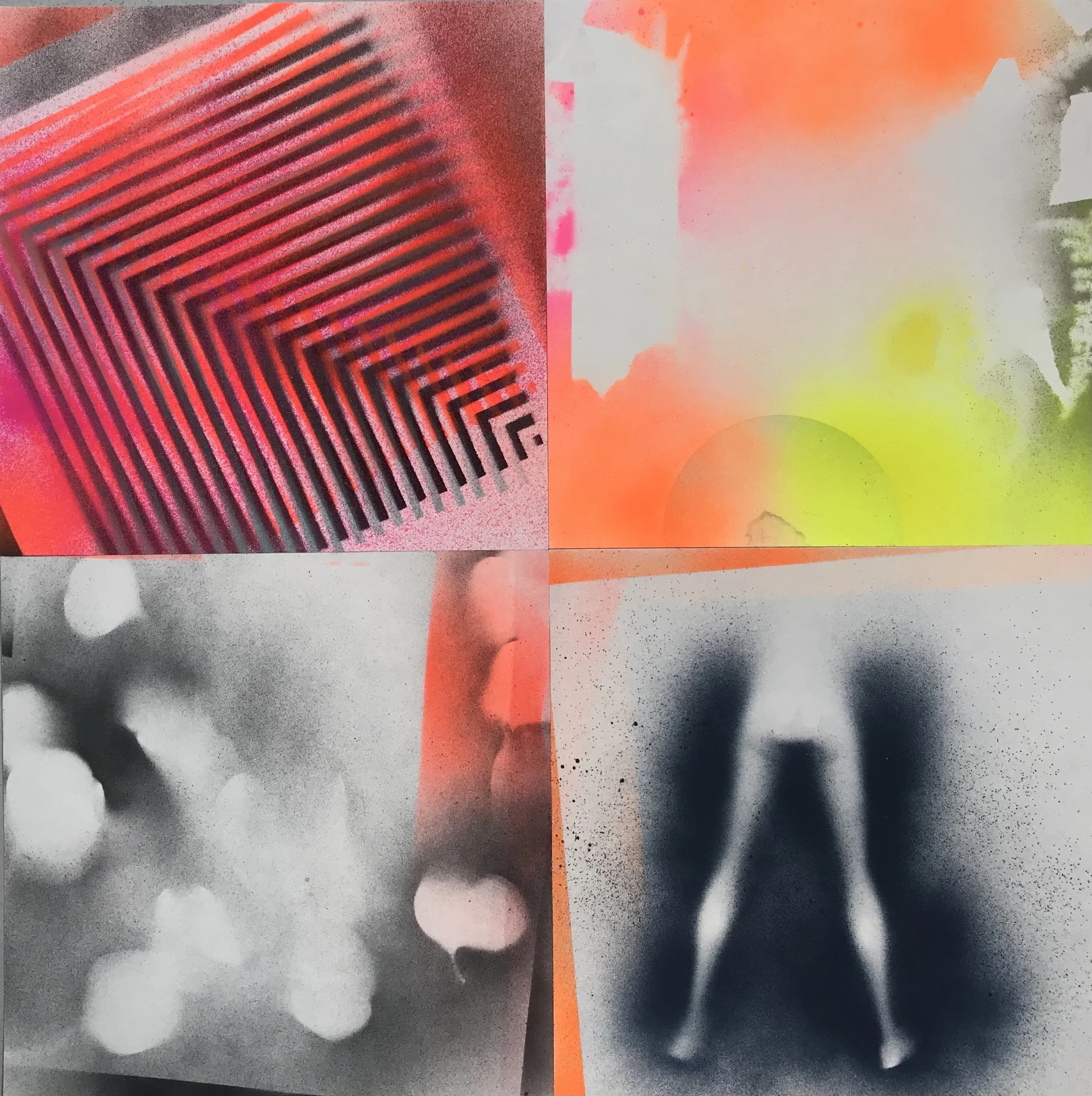 "Standup," acrylic spray paint on Sennelier paper, 20 x 20," 2023, $1500
