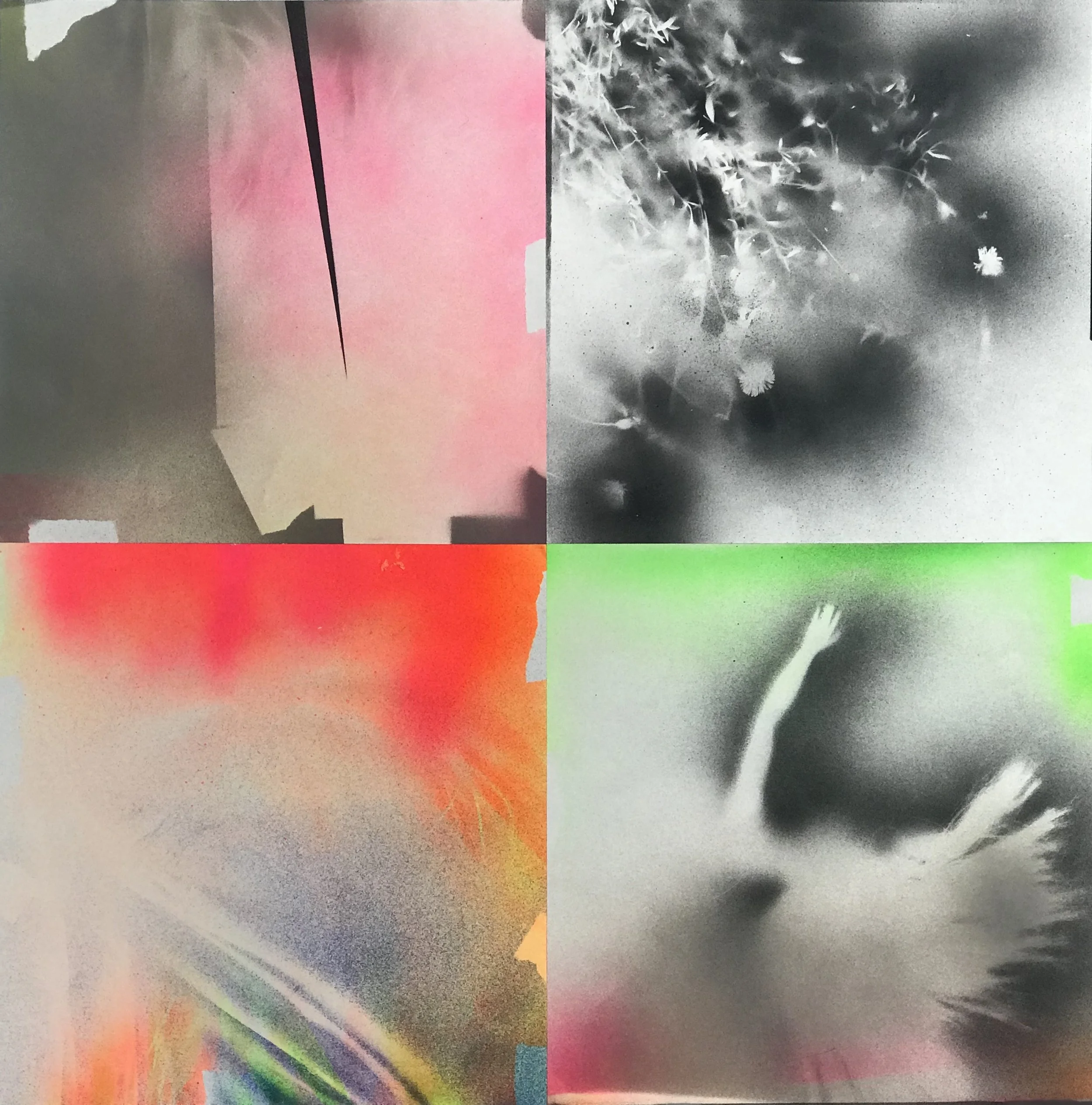 "The Edge," acrylic spray paint on Sennelier paper, 20 x 20," 2023, $1500