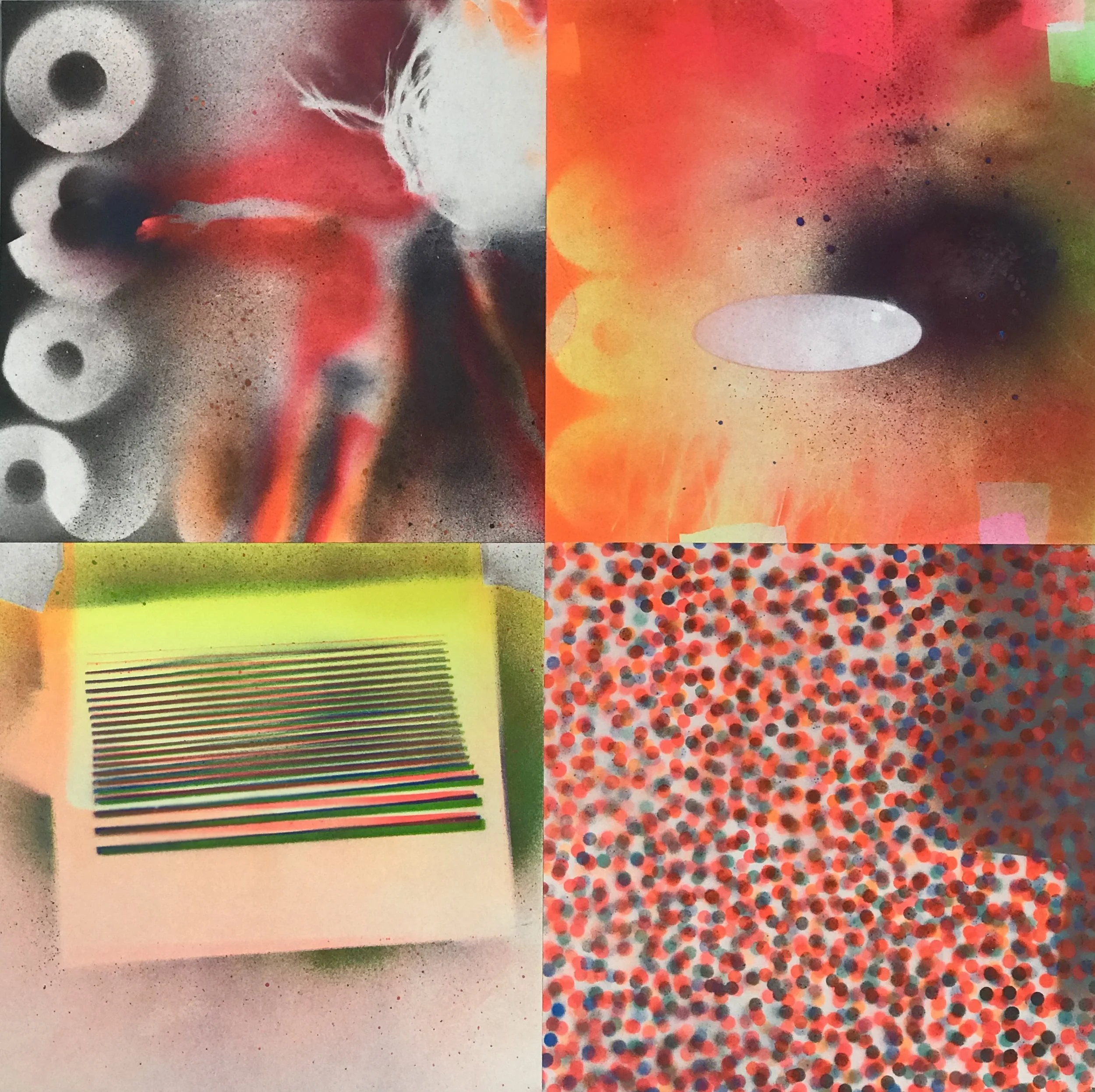 'Firebrand," acrylic spray paint on Sennelier paper, 20 x 20, 2023, $1500