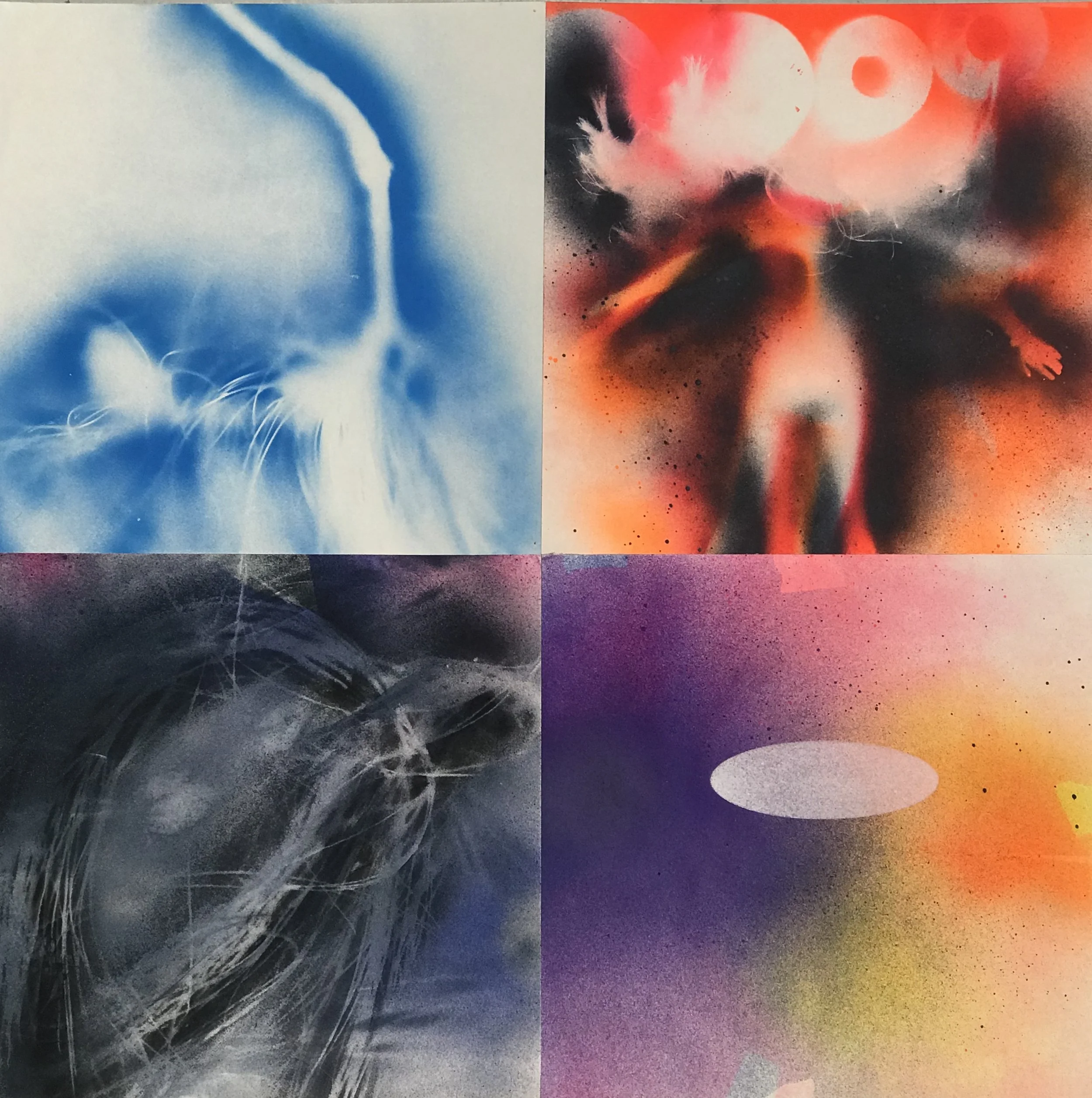 "The Apparition," acrylic spray paint on Sennelier paper, 20 x 20," 2024, $1500