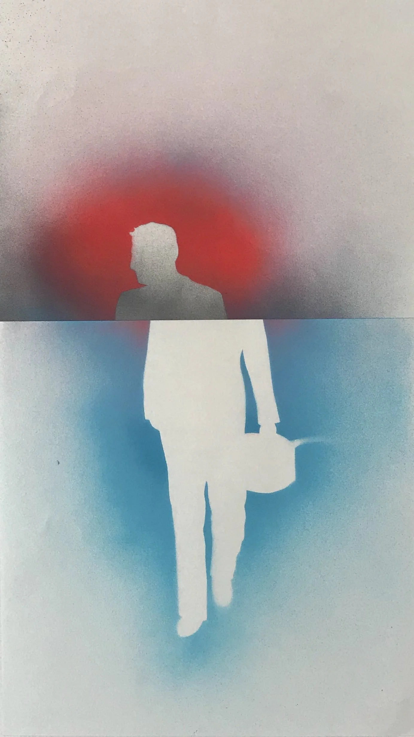 'The Man," acrylic spray paint on Sennelier paper, 10 x 20," 2022, $700
