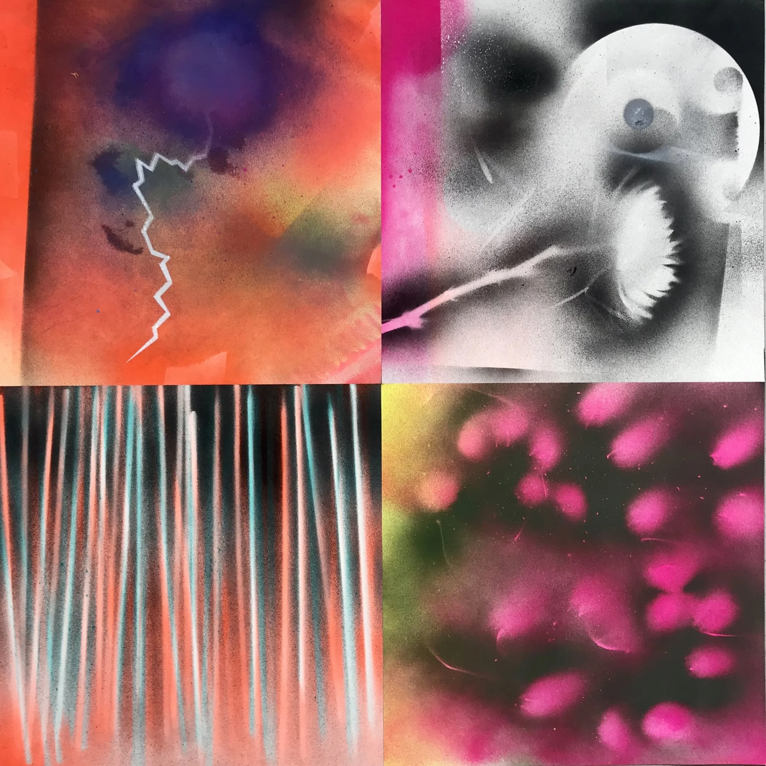 'The Strike," acrylic spray paint on Sennelier paper, 20 x 20," 2024, $1500