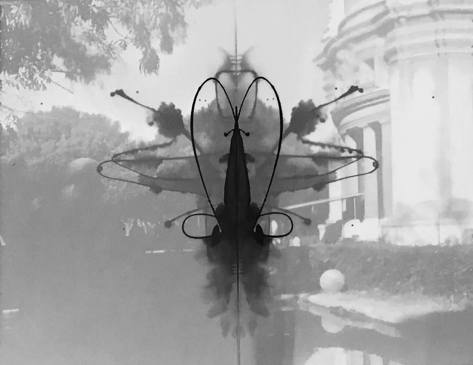 "Borghese Gardens," mixed media, 19 x 24, 2023, $1200