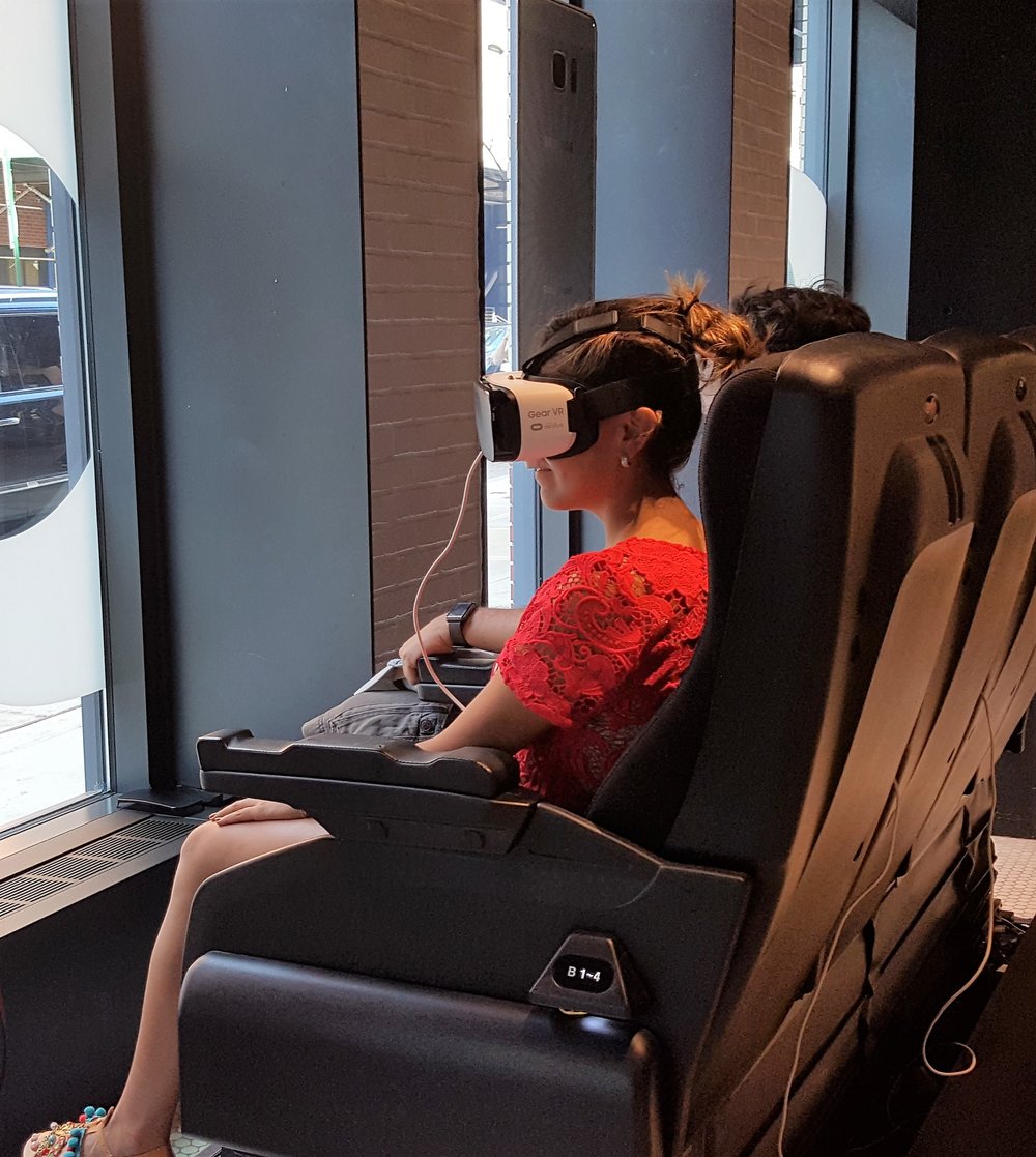 One of several virtual reality experiences at Samsung's 837 store.