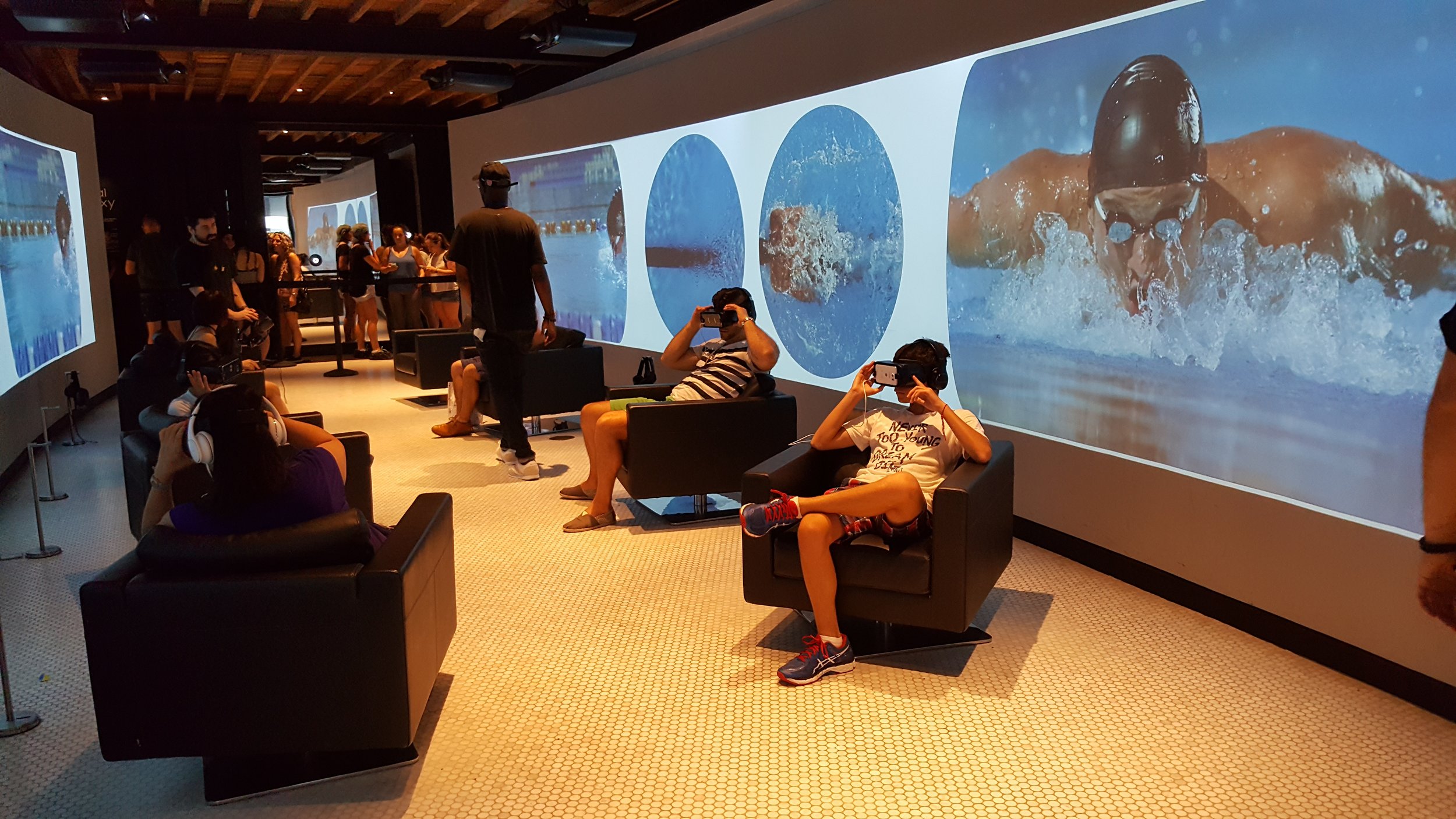 Samsungs's Gear VR headset allows you to experience to watch Michael Phelps up close and personal in the VR Tunnel
