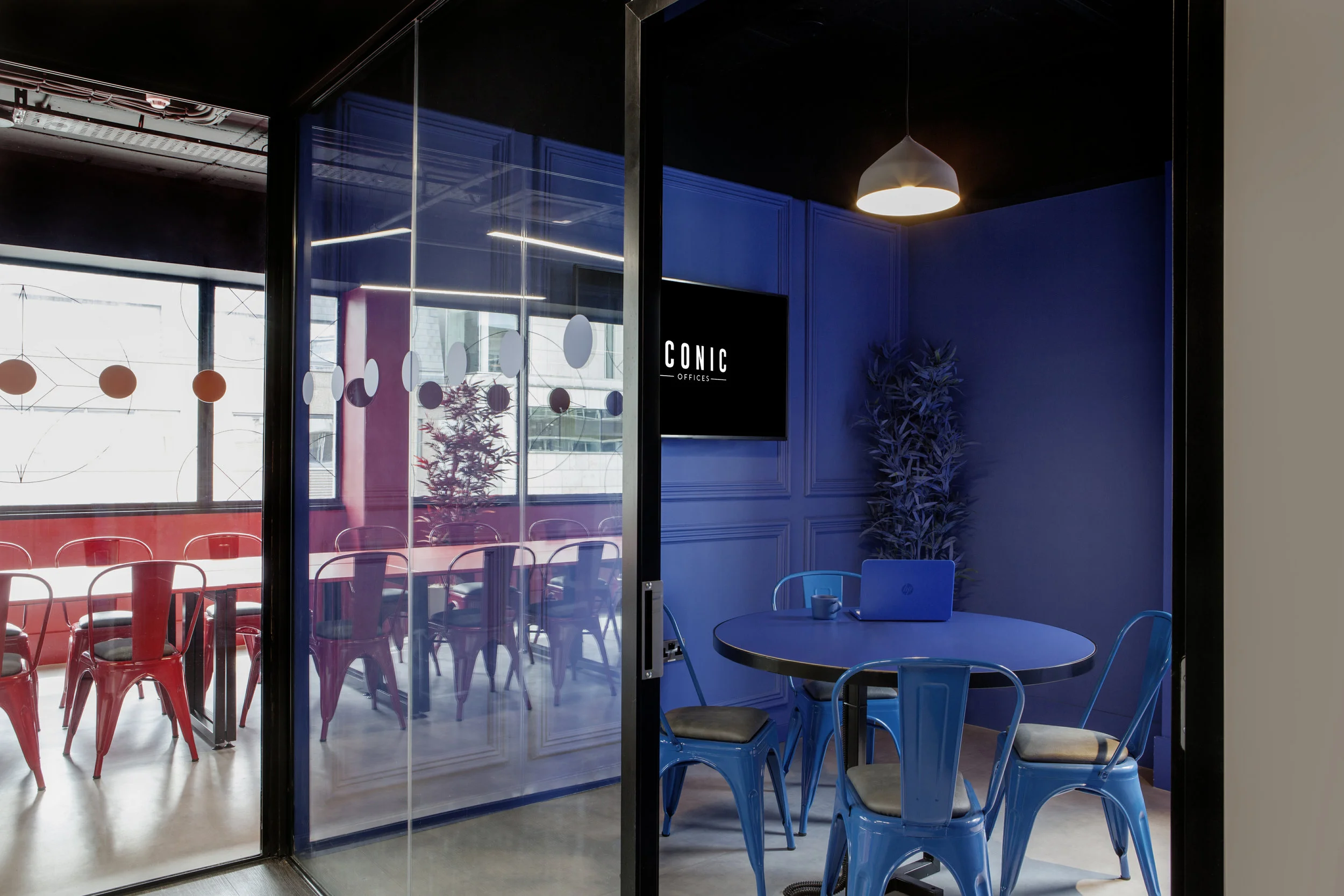At The Brickhouse in Dublin, "color dipping" enriches the interior spaces with vibrant hues.