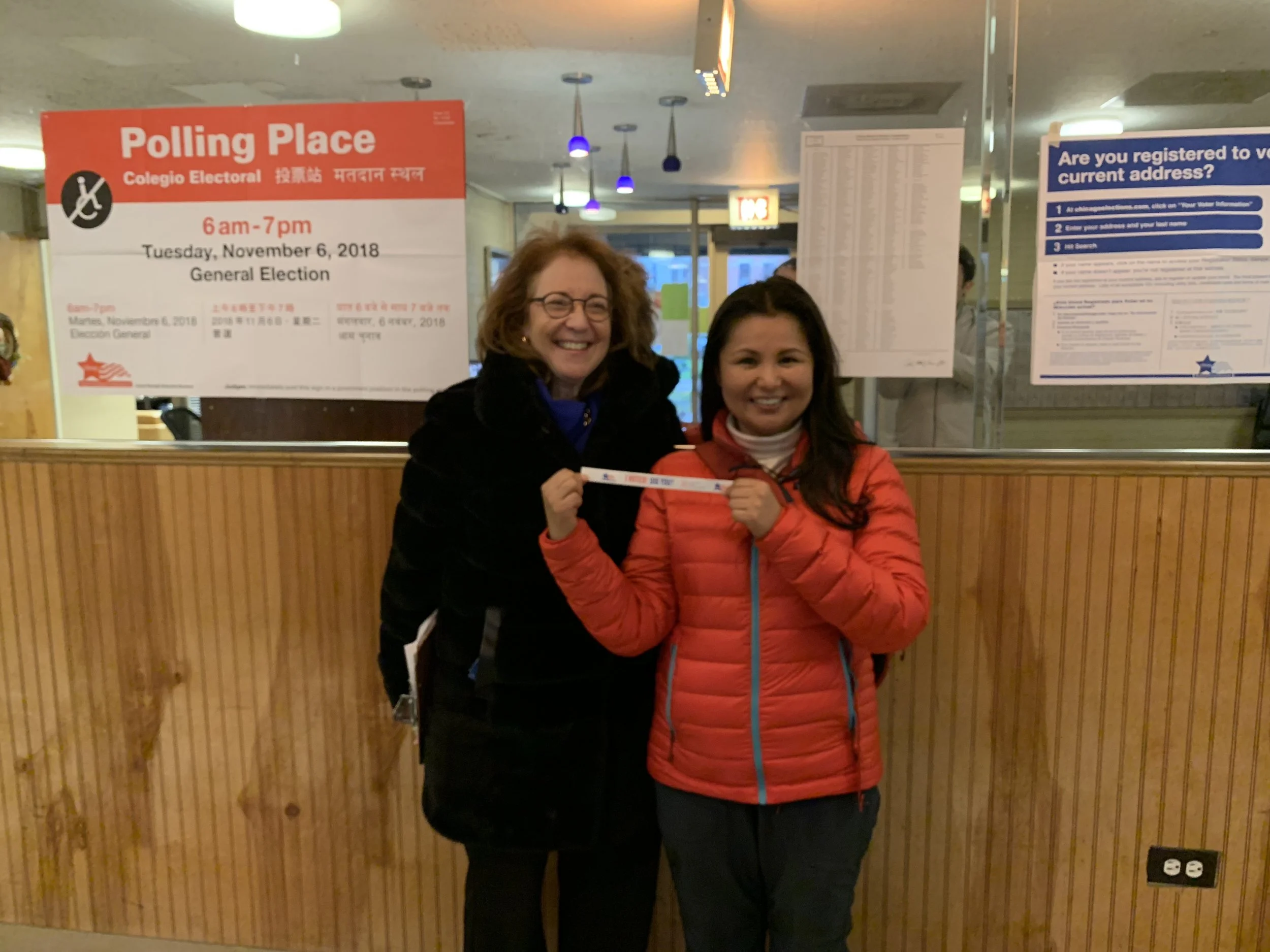 Alderman Michele Smith and Aiday after voting in the mid-term elections
