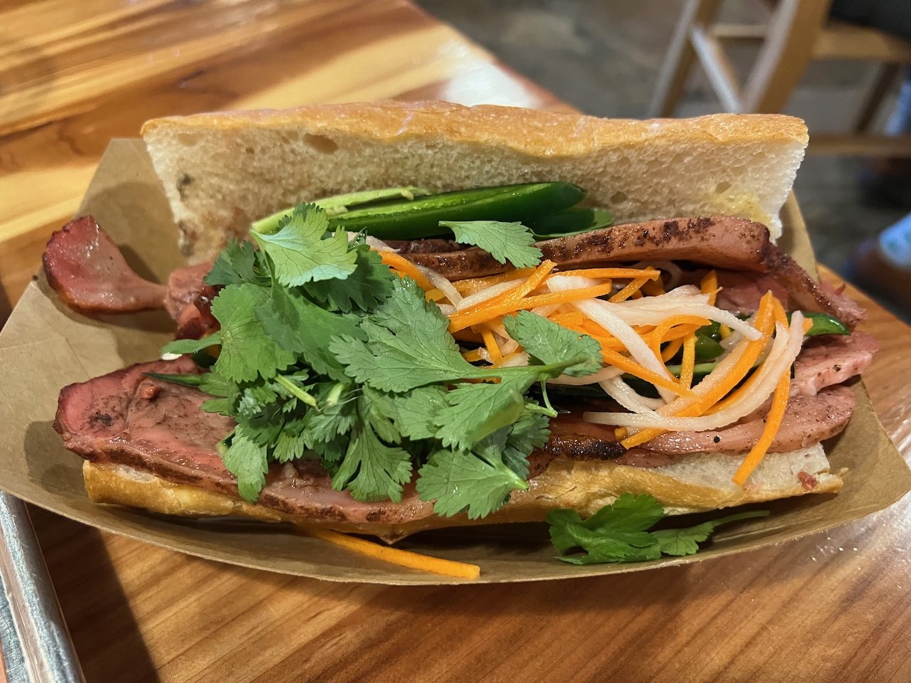 Blood Bros BBQ - smoked char siu pork banh mi