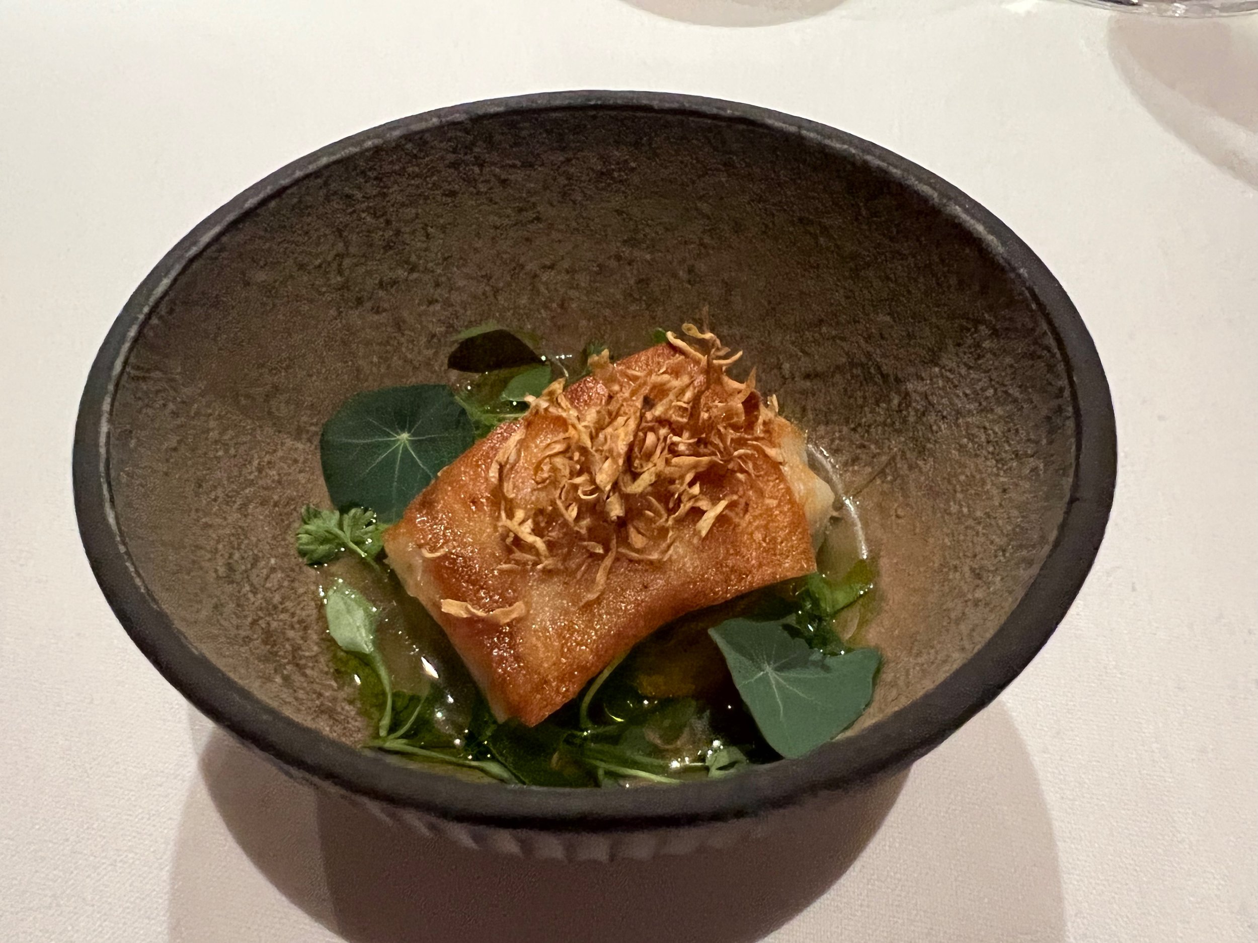 Turbot course in the dining room