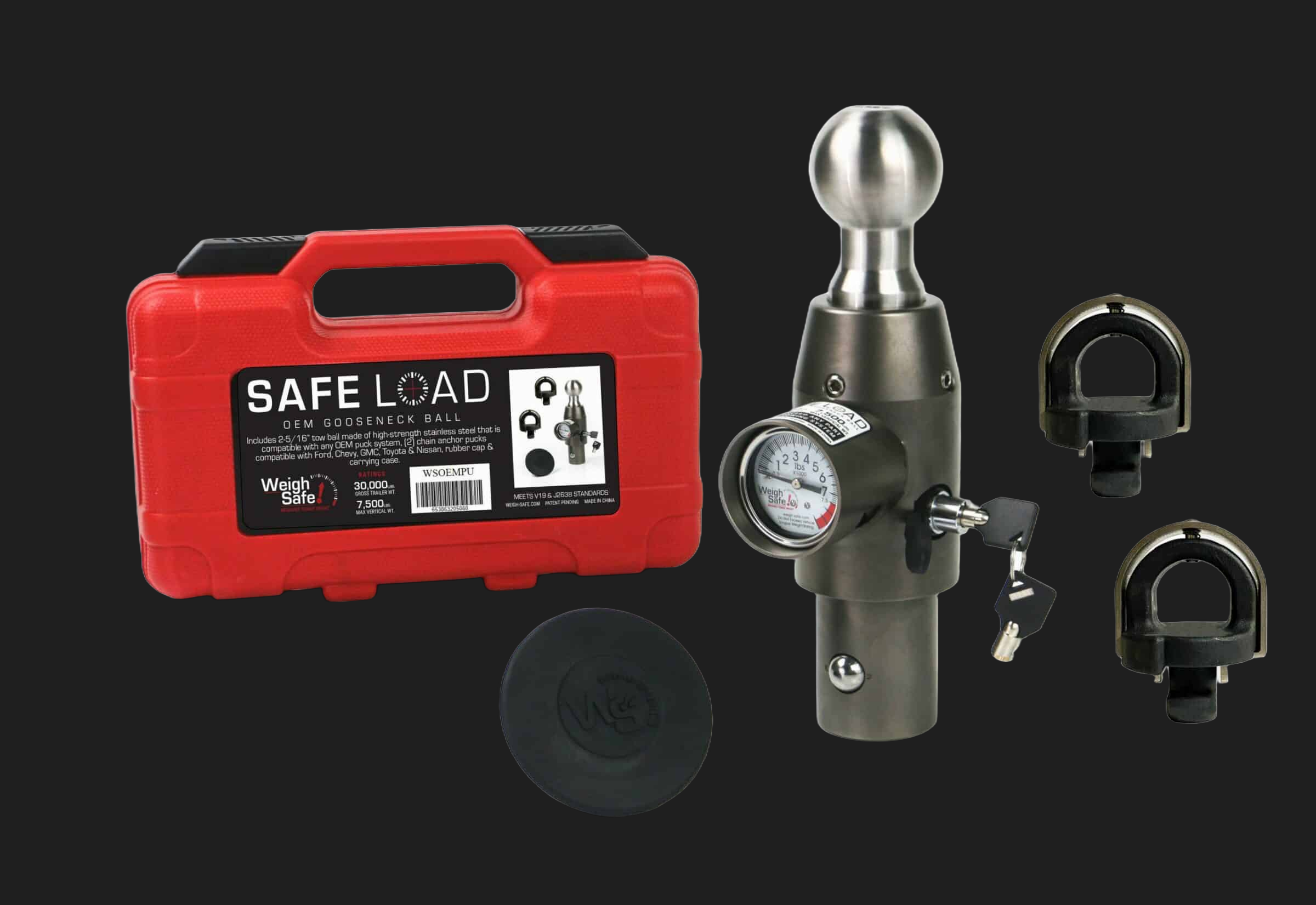 Weigh Safe Safe Load OEM Gooseneck Ball with Generic Chain Anchor Pucks