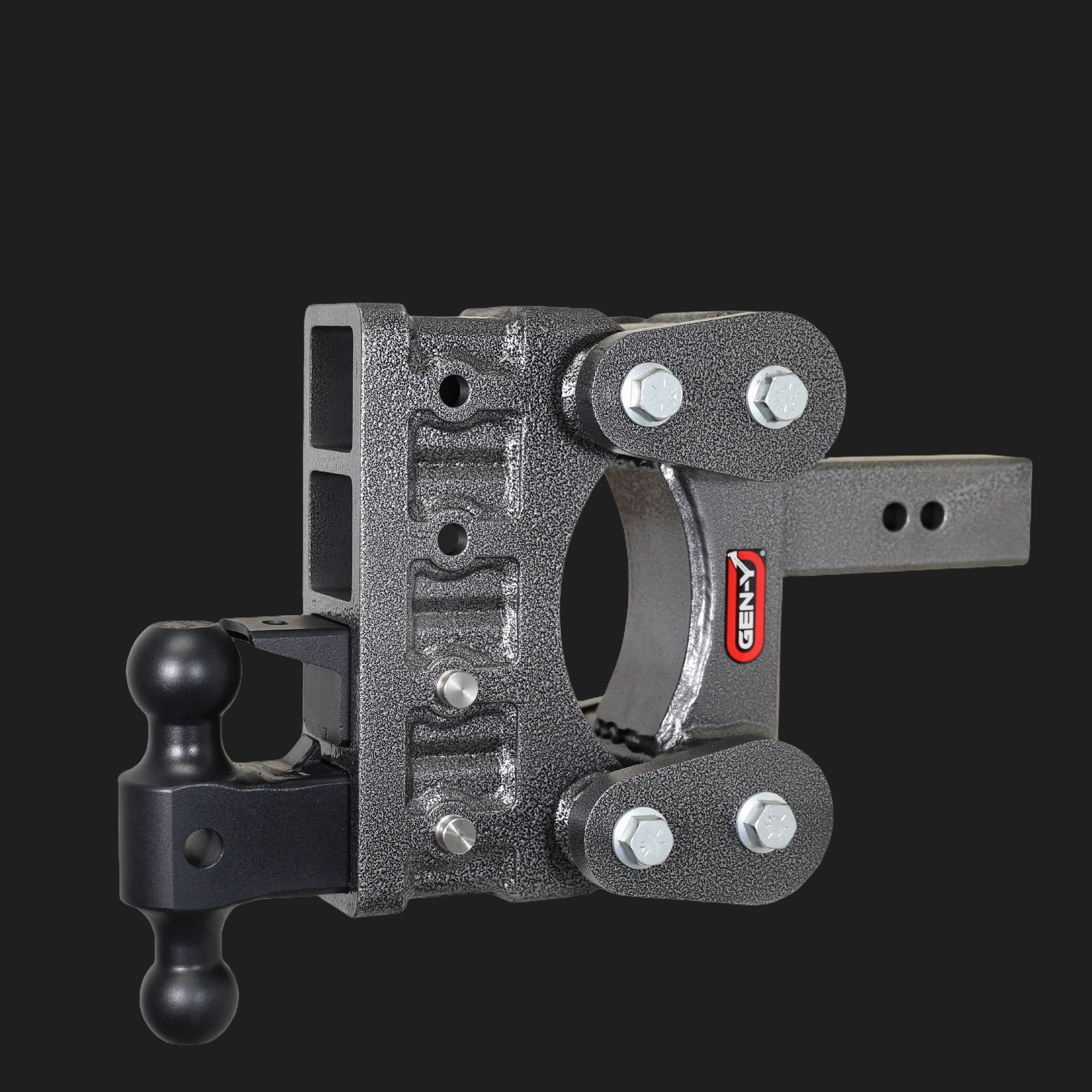 GENY BOSS 16K Torsion-Flex Hitch 15" Drop/Rise (5 Adjustable Positions) — 2" Shank Dual-Ball + Pintle