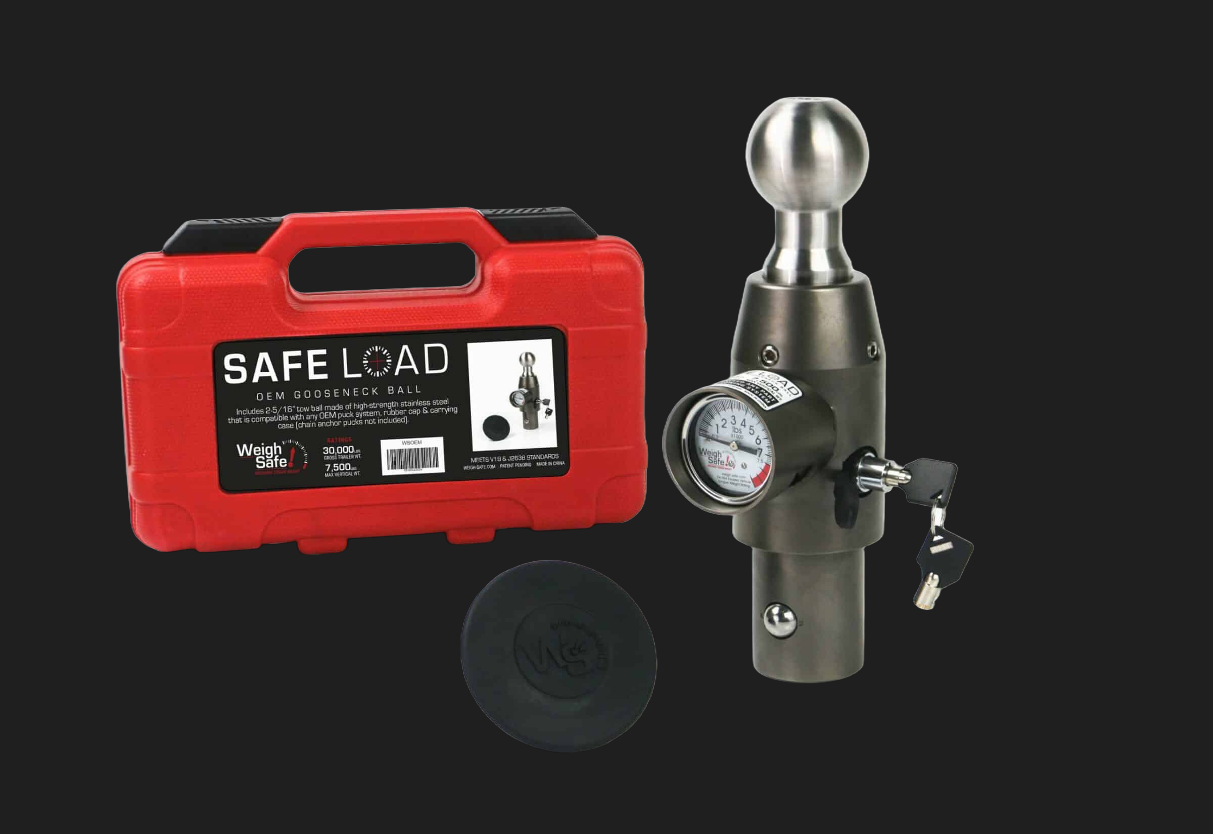 Weigh Safe Safe Load OEM Gooseneck Ball with RAM Chain Anchor Pucks