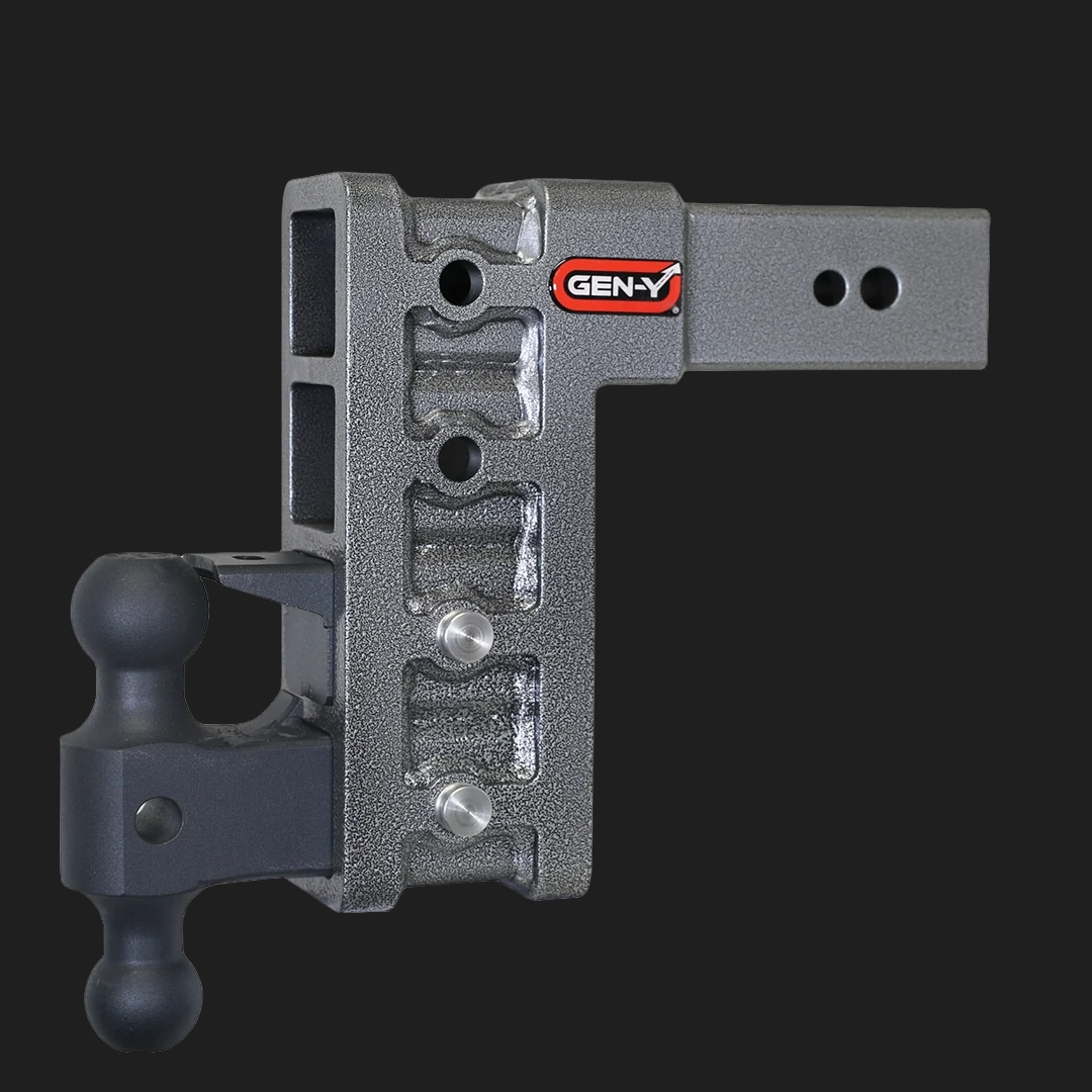 GENY Mega-Duty 32K Hitch 12" Drop/Rise (5 Adjustable Positions) — 3" Shank Dual-Ball + Pintle
