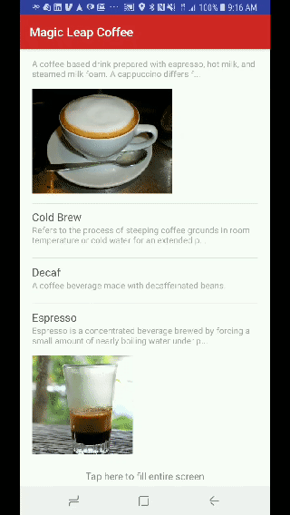 Magic Leap Coffee App