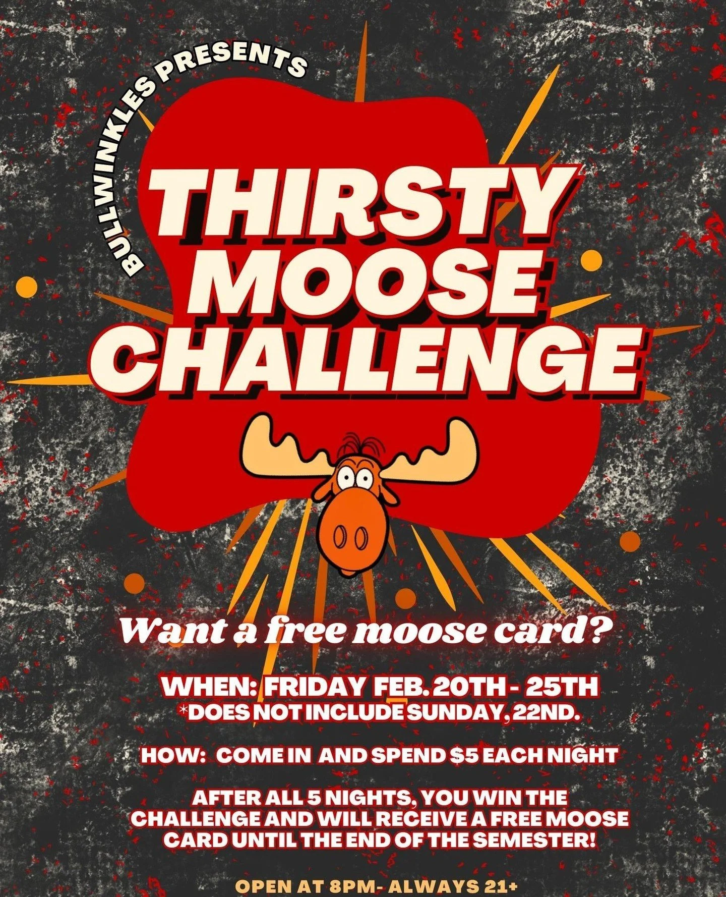 🌟 Ready to elevate your nightlife experience? 🎉 Join the Thirsty Moose Challenge to win a free membership for the rest of the semester!  The spotlight&rsquo;s on YOU!⁠
⁠
Don&rsquo;t miss out on this opportunity to unlock the exclusive perks of bein
