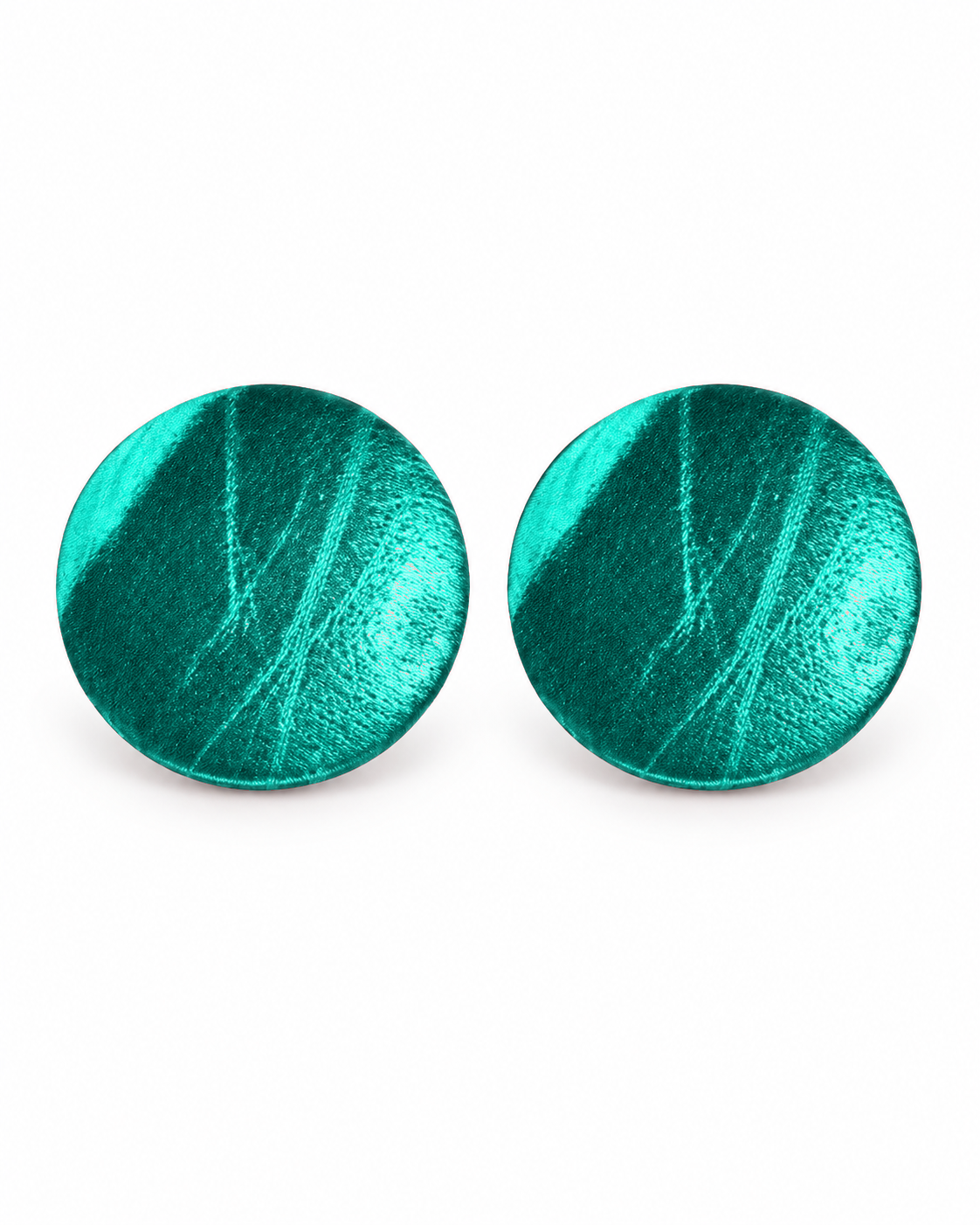 Green Metallic Button Earrings