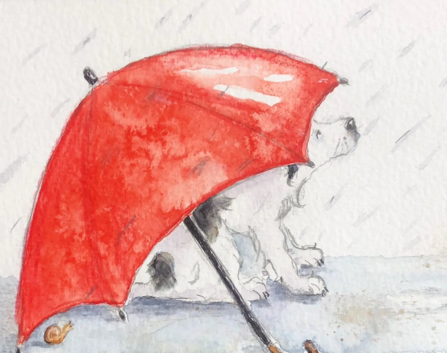 Bank holiday Monday vibes ☔️ 

#rainydaysketch #rainydaydrawing #soggydoggy #undermyumbrella #dogillustration #smallcreaturesstudio #dogart #bankholidaymonday
