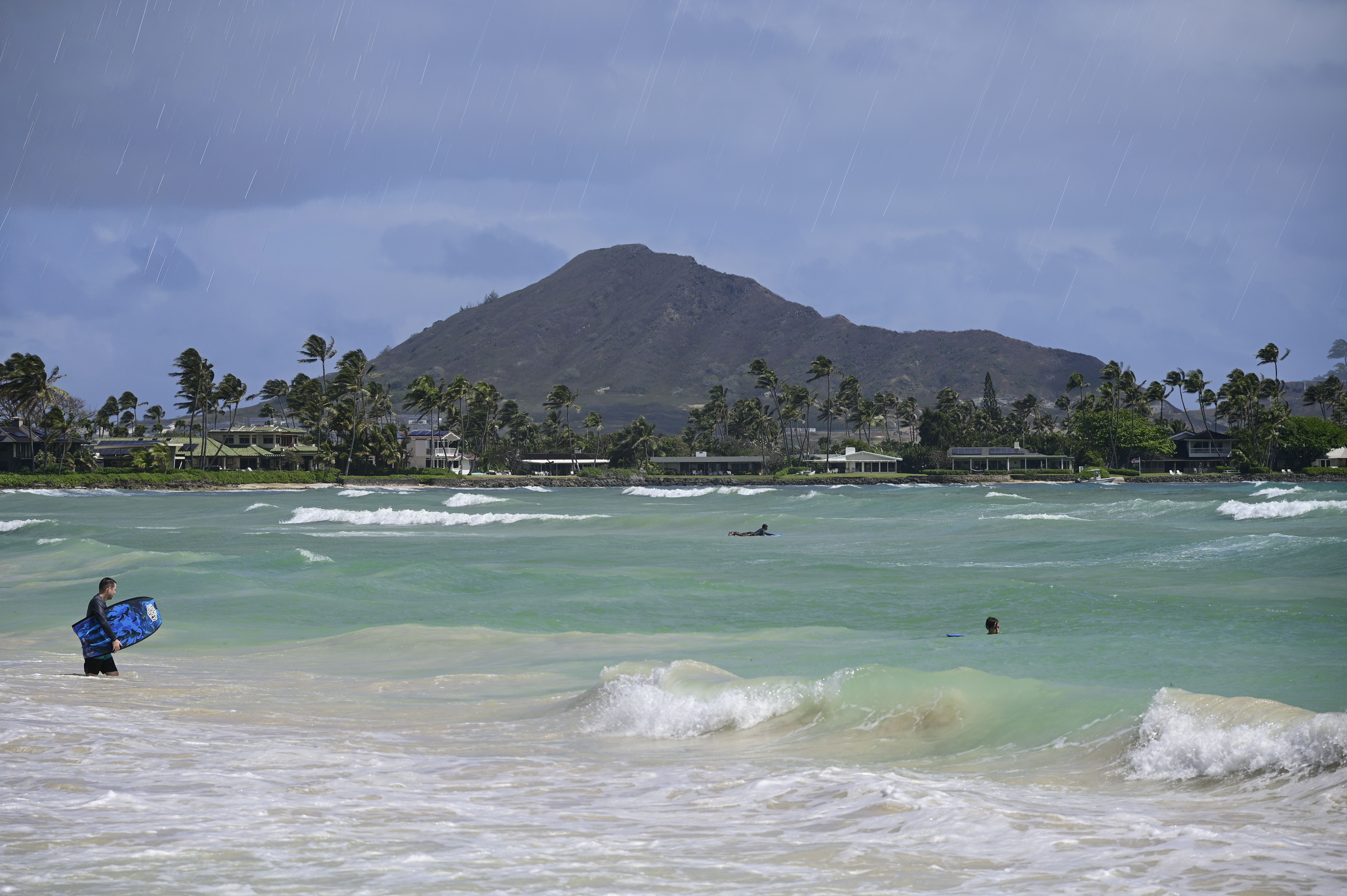 Boogie boarding in Kailua