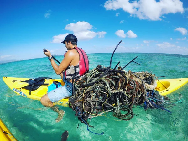 kayaking and marine plastics cleanup