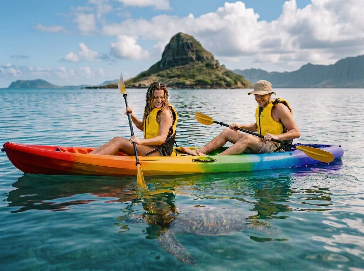 Kayaking to Chinaman's Hat (Mokoli'i) from Kualoa Regional Park