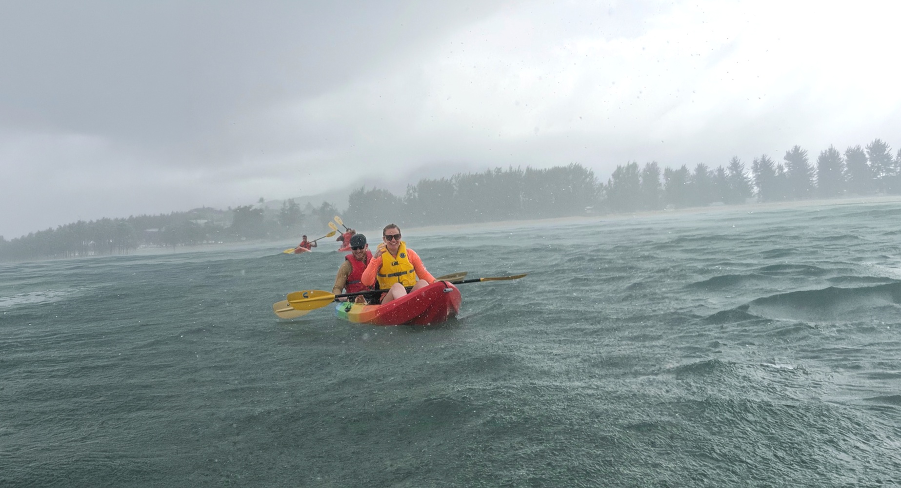 Fun day kayaking in the rain in Kailua