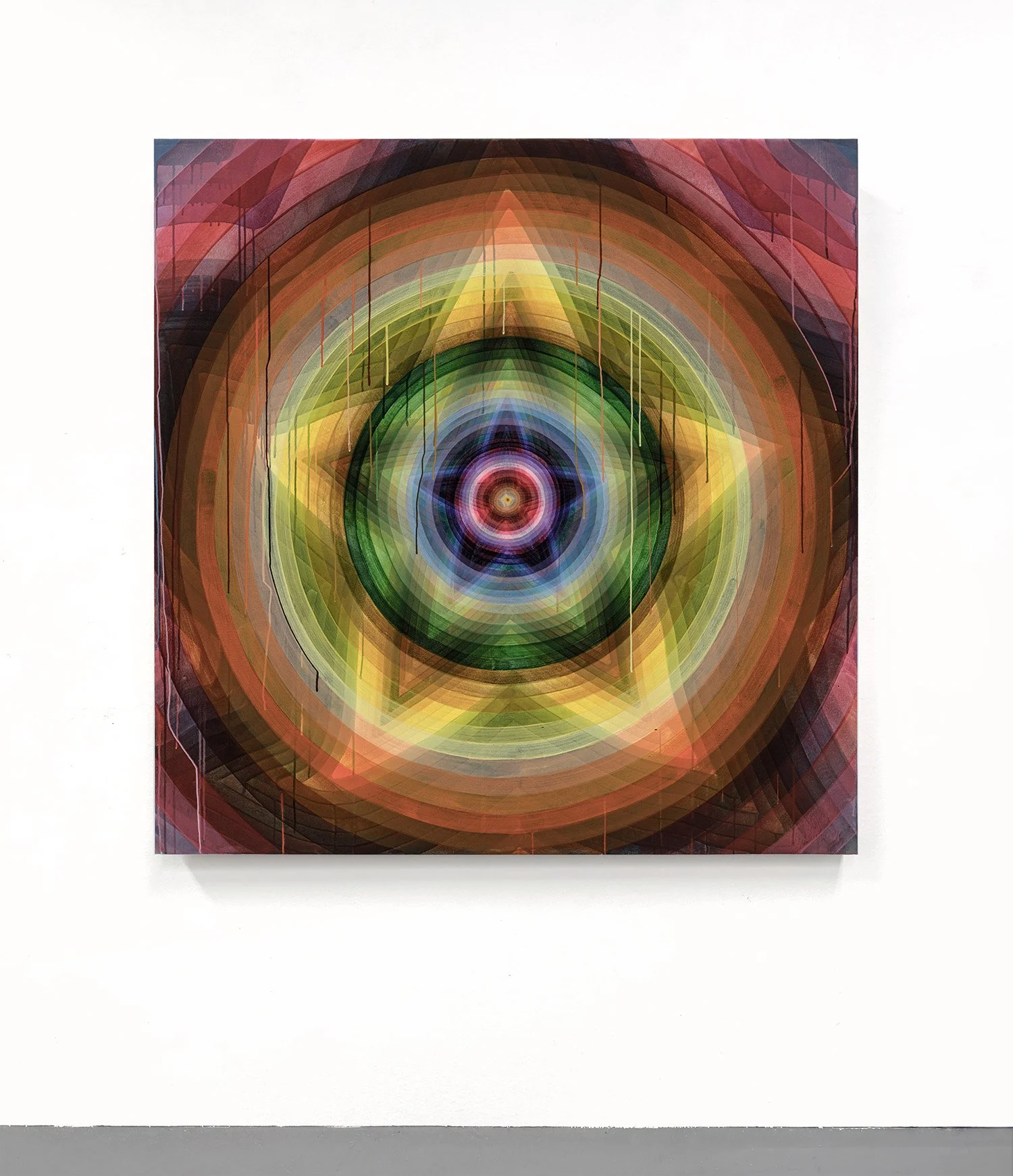  Positive Uplift Prayer 5, 2024  Watercolor and PVA, UV Varnish on Canvas  59×59” 