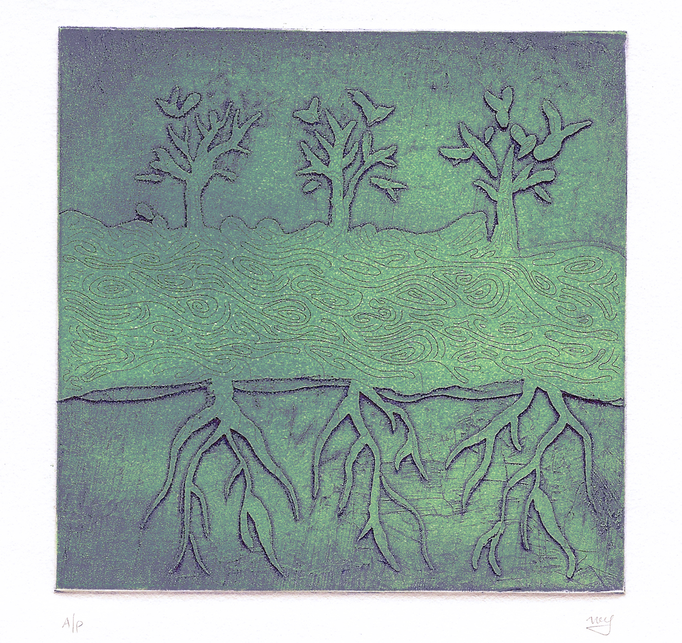 Meirav Ong | The Tree that Stands Beyond Space | Intaglio print on paper 