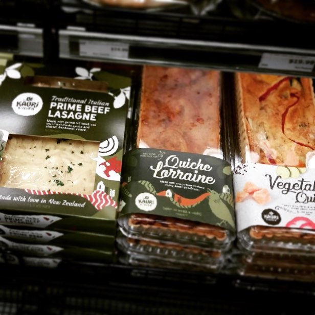 Our fresh design packaging in store for our @kaurikitchennz fresh quiches!  Fresh in today at @moorewilsons @farrofresh and selected New Worlds and Raewoods #simplefood #handmade