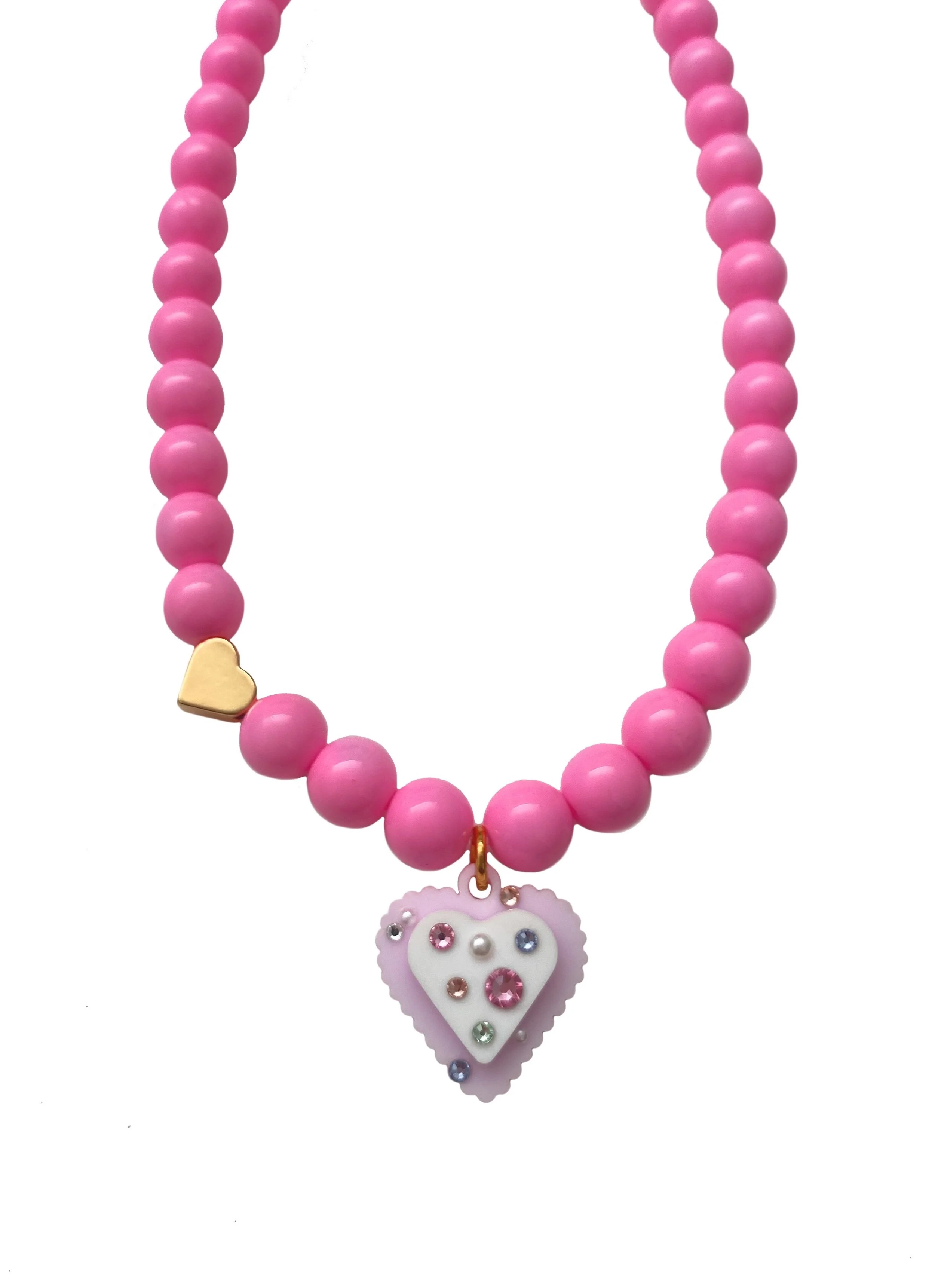 Pink Heart Sugar Cookie Necklace