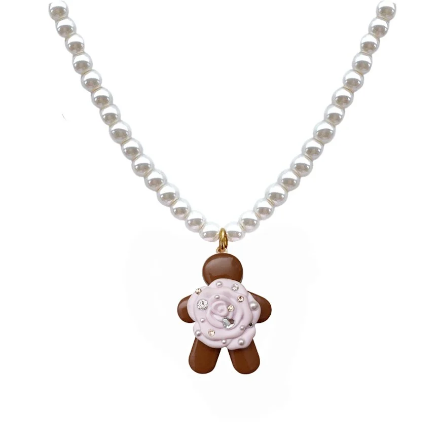 Caramel Choco with a Pink Rose Necklace