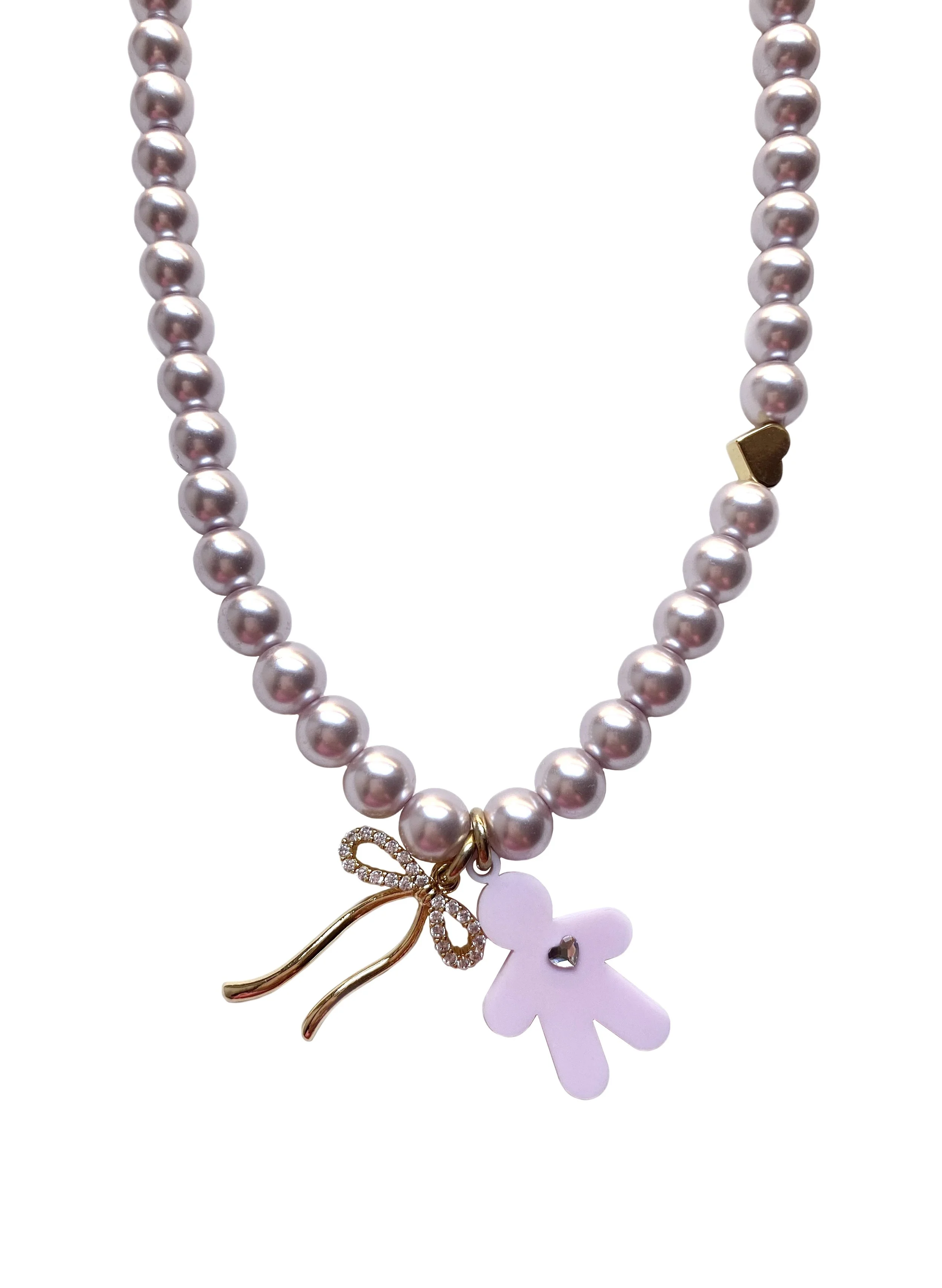 Shine on Your Sweetness! Light Pink Choco with a Crystal Heart Necklace