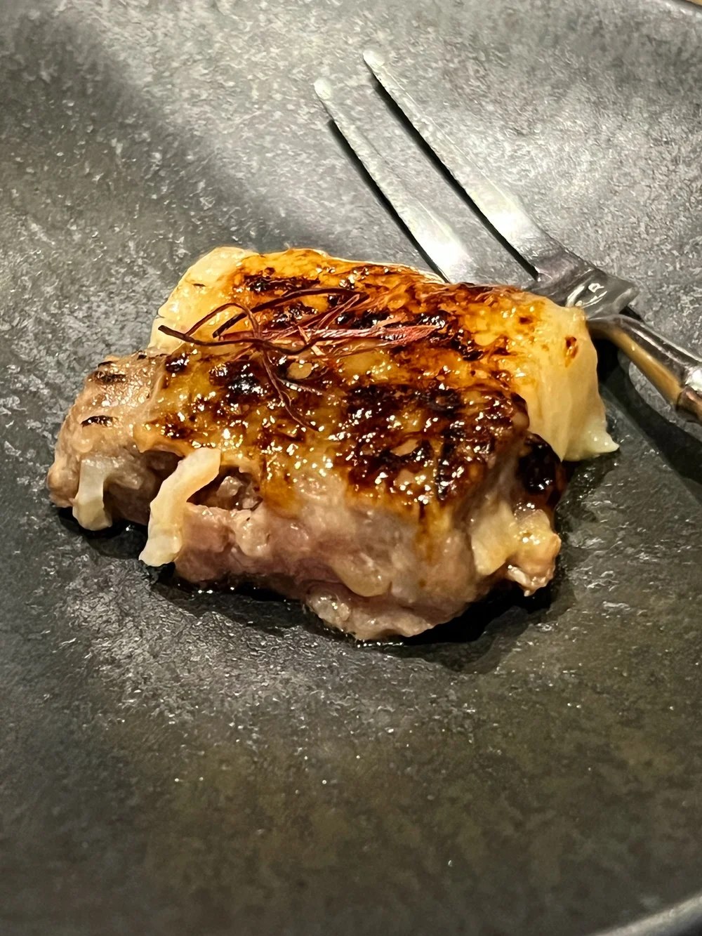 Cod fish and meat in hanji (Korean paper) with soy bean paste