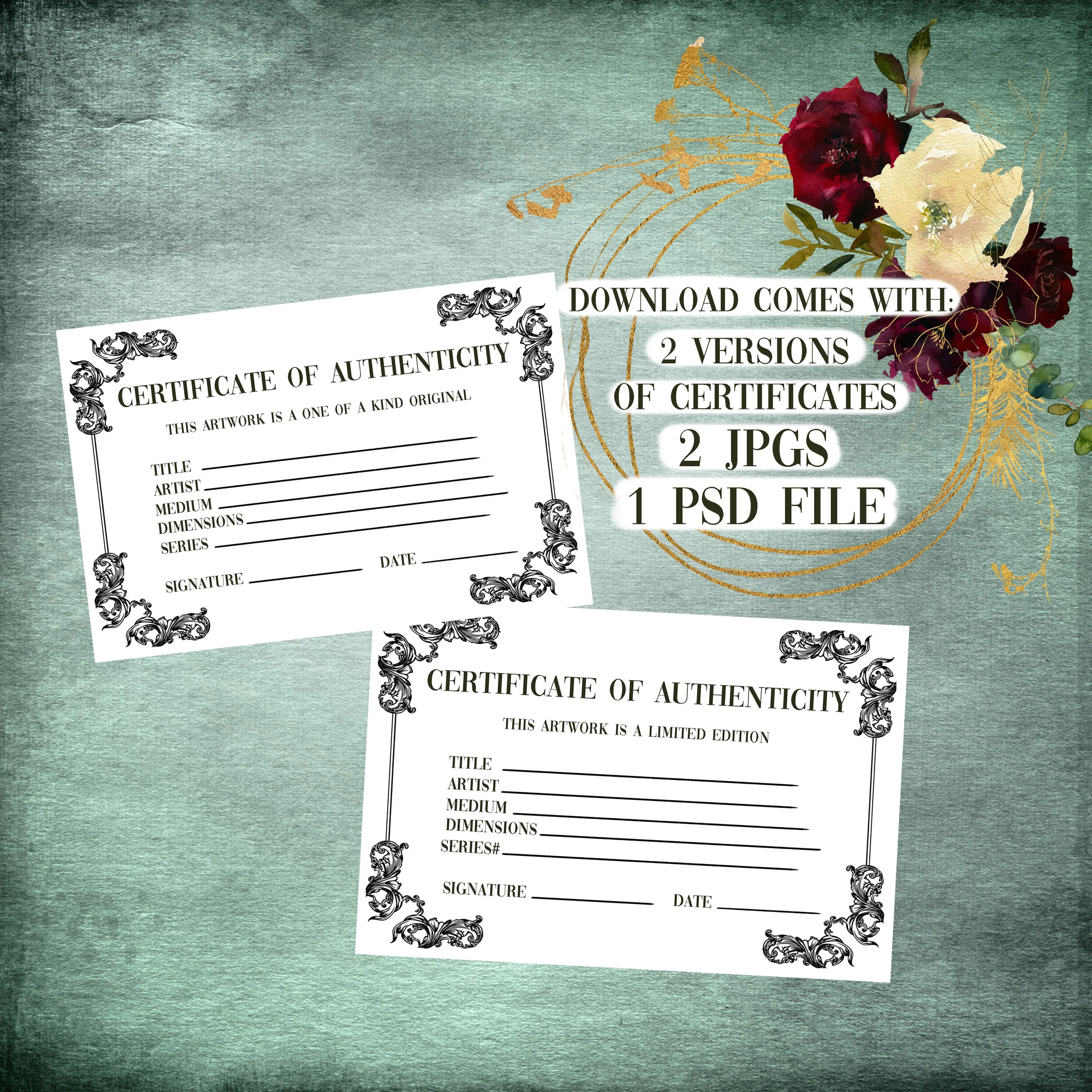 DOWNLOAD Certificate of Authenticity For Artists Template