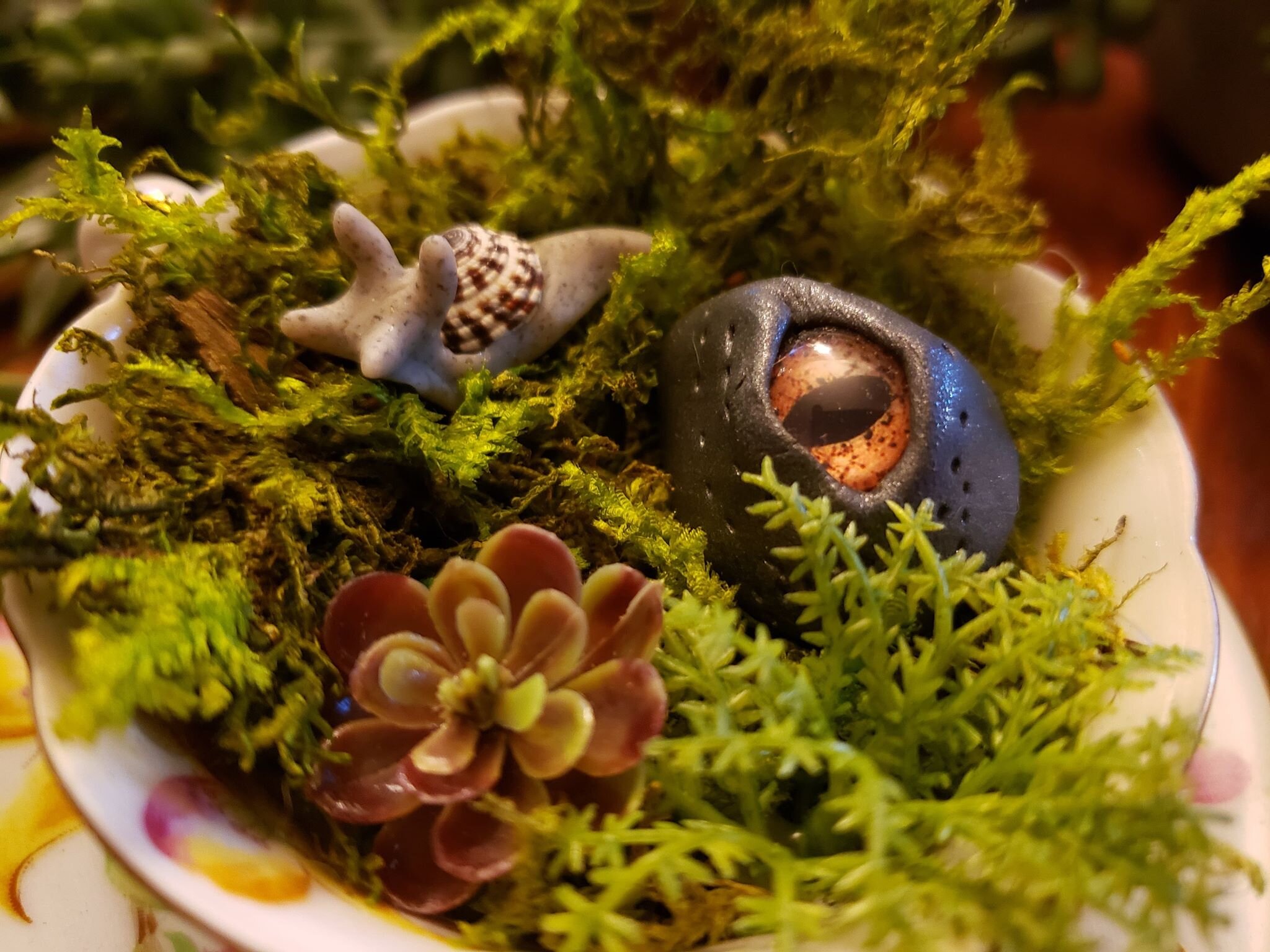 Hand Sculpted "Death Weed" Dead Mutated Garden Snail Tea Party OOAK