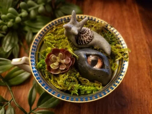 Hand Sculpted "Death Weed" Dead Mutated Garden Snail Tea Party OOAK