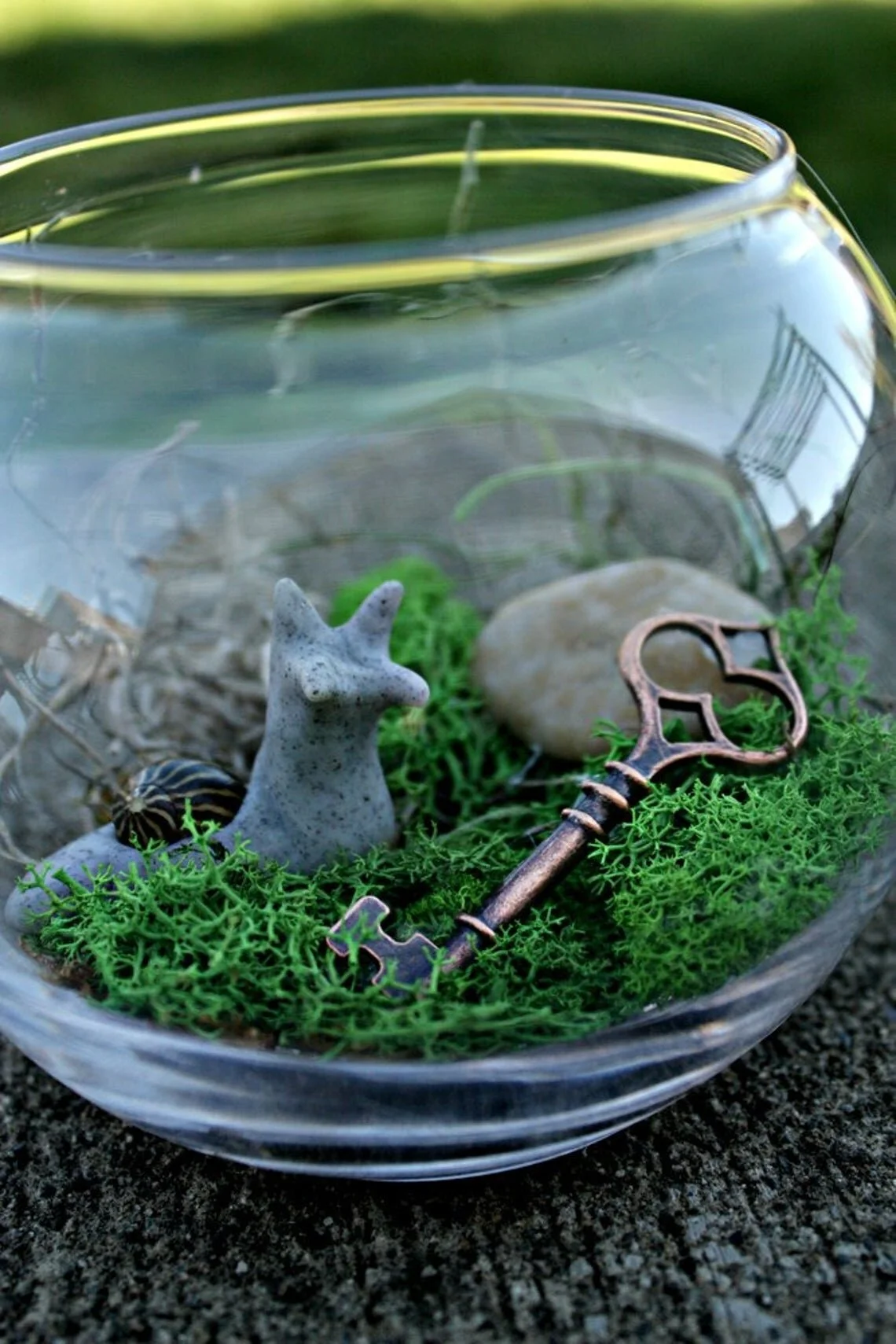 Small Hand Crafted Granite Snail Terrarium By Artist Kayla Klassy