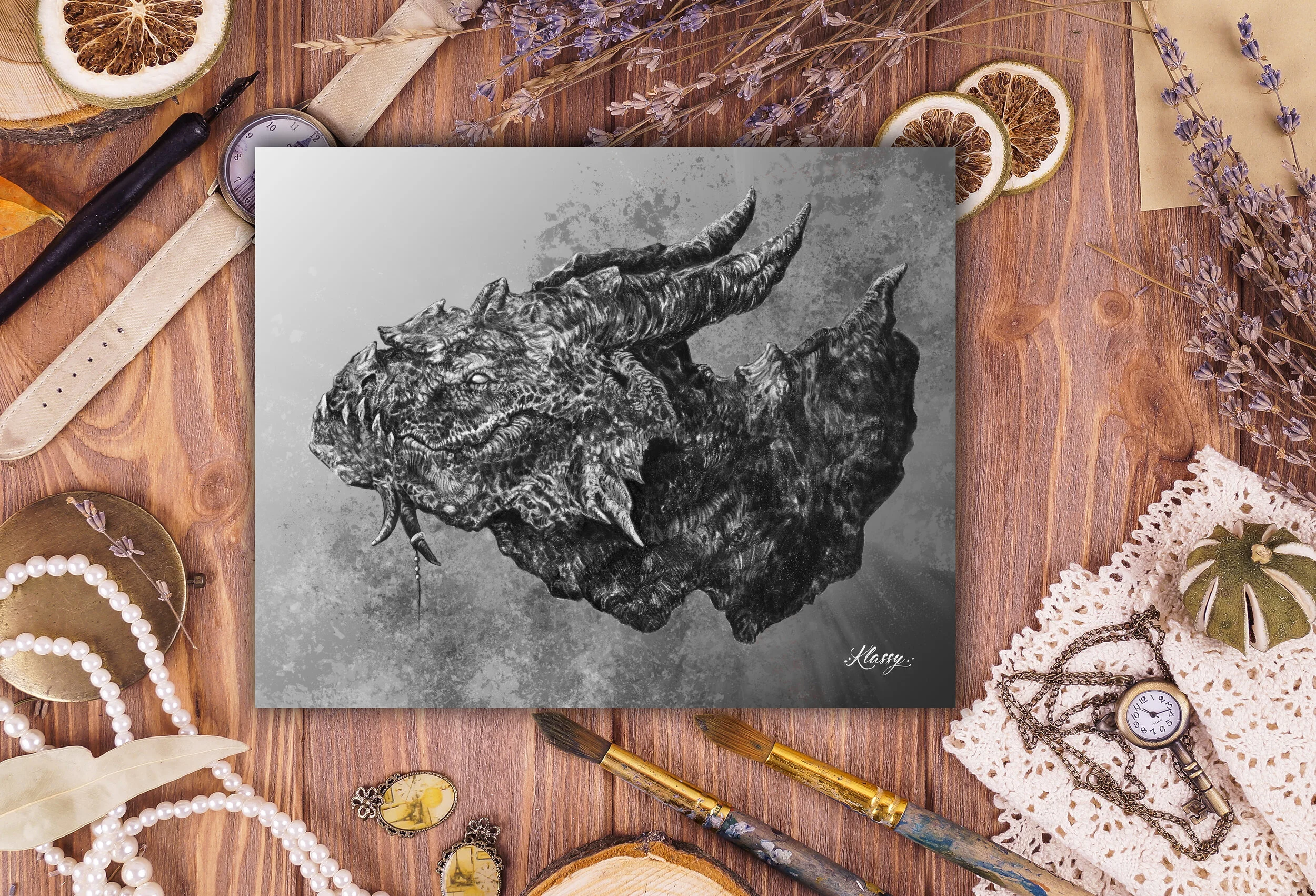 Tribal Dragon head 1 print.jpg