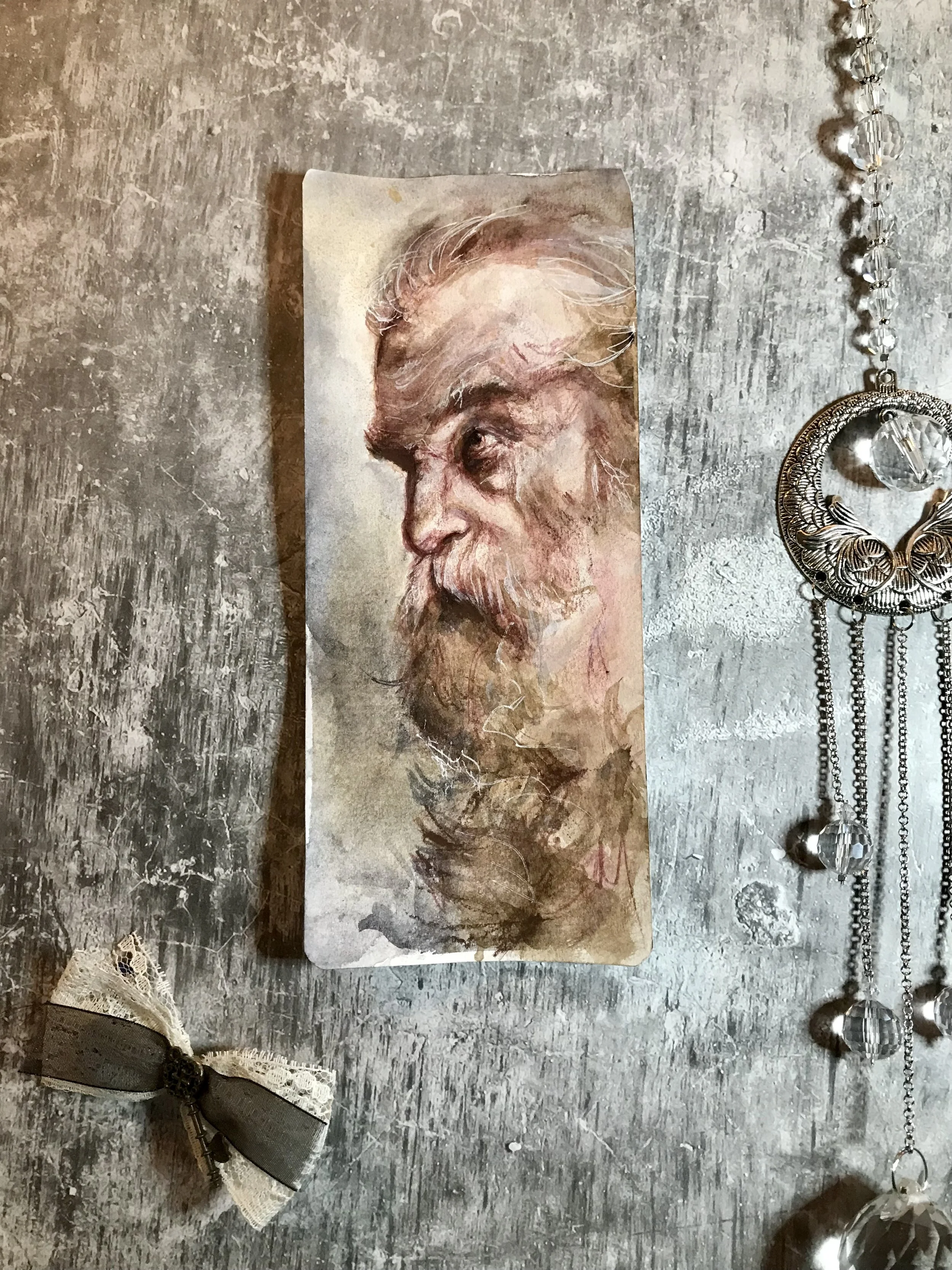Original Watercolor Wash Portrait Study By Artist Kayla Klassy