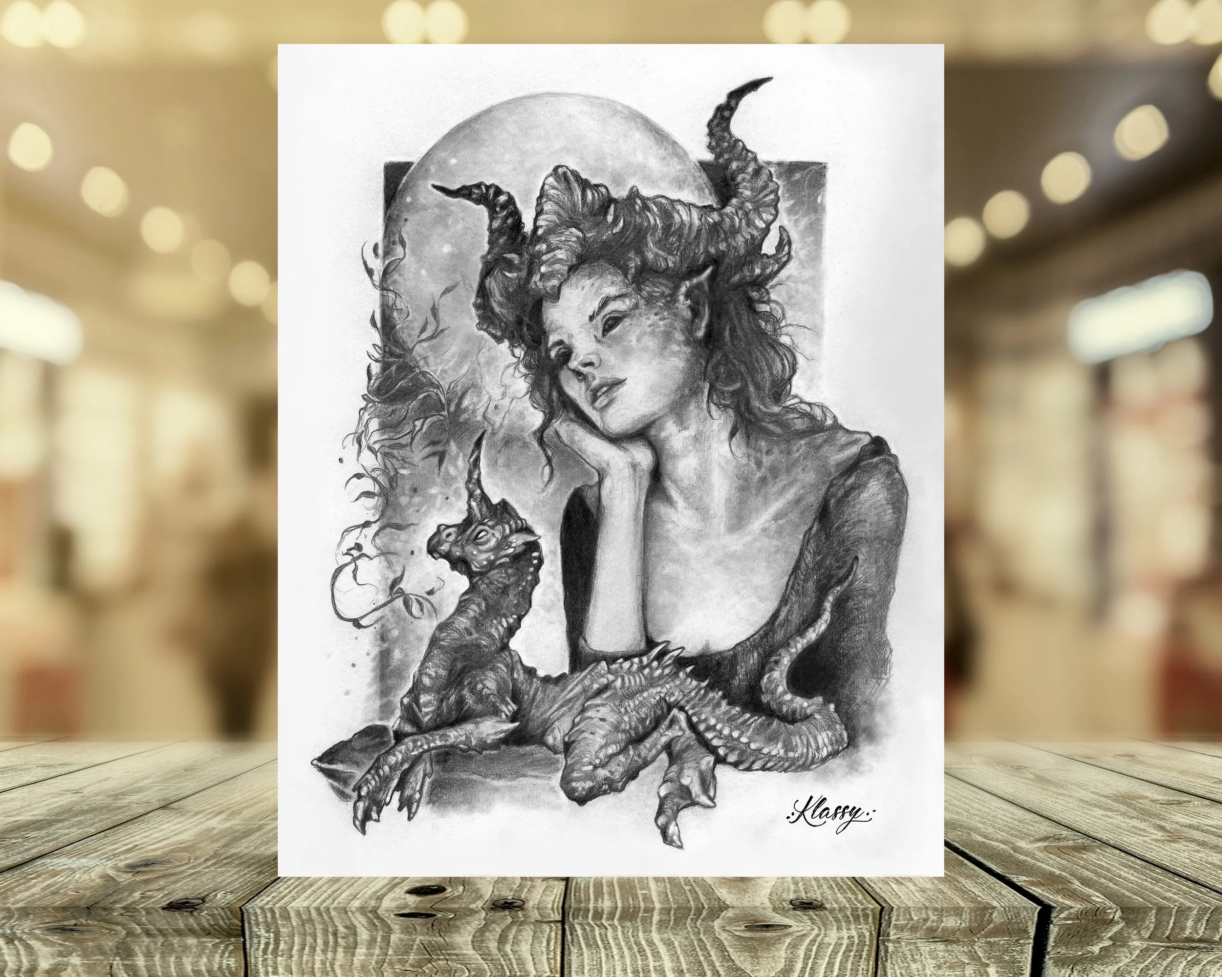 Dragon Maiden and Companion Fine Art Print By Artist Kayla Klassy