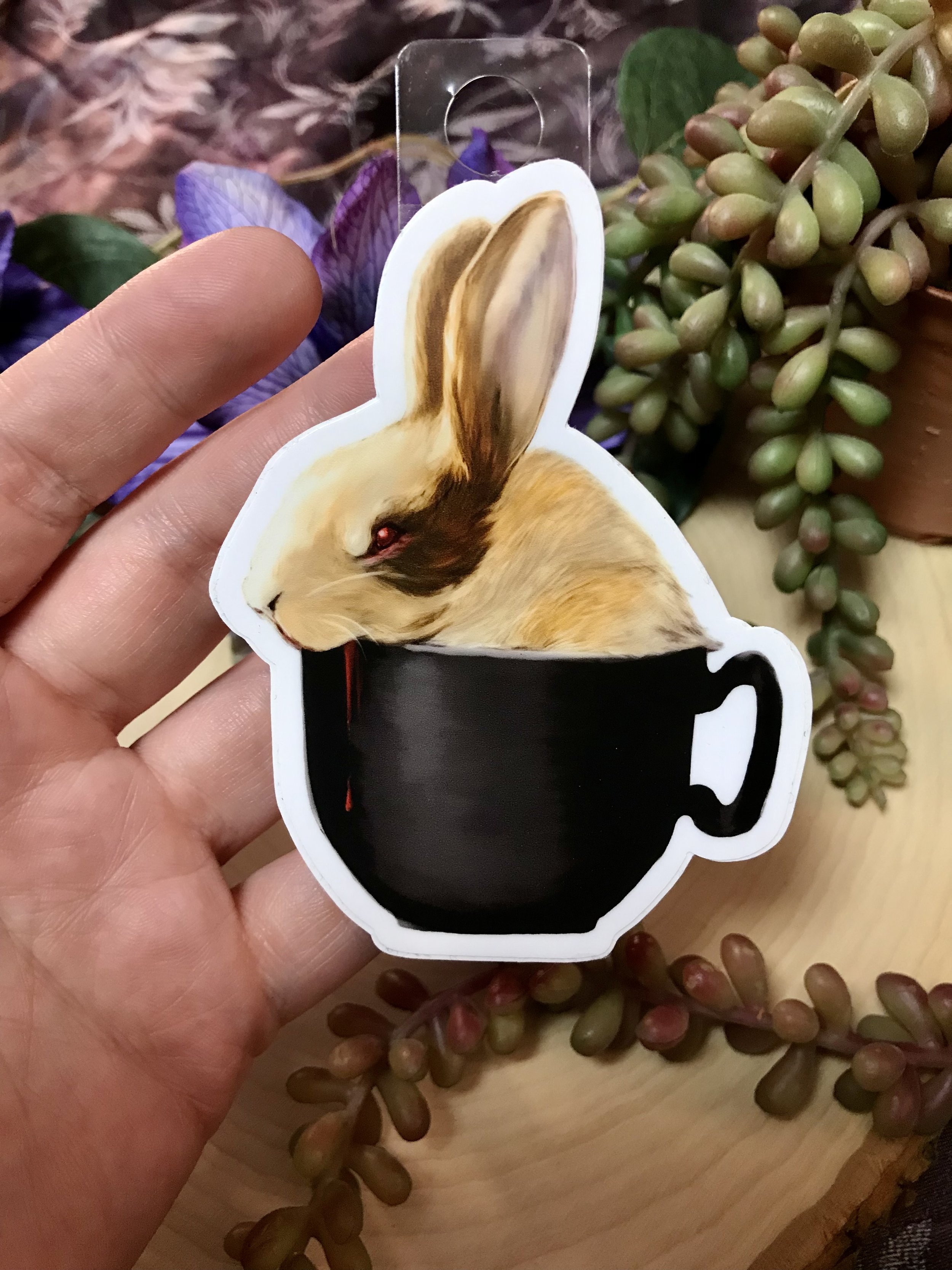 Bunnicula "A Morning Cup of Evil" Die Cut Vinyl Sticker