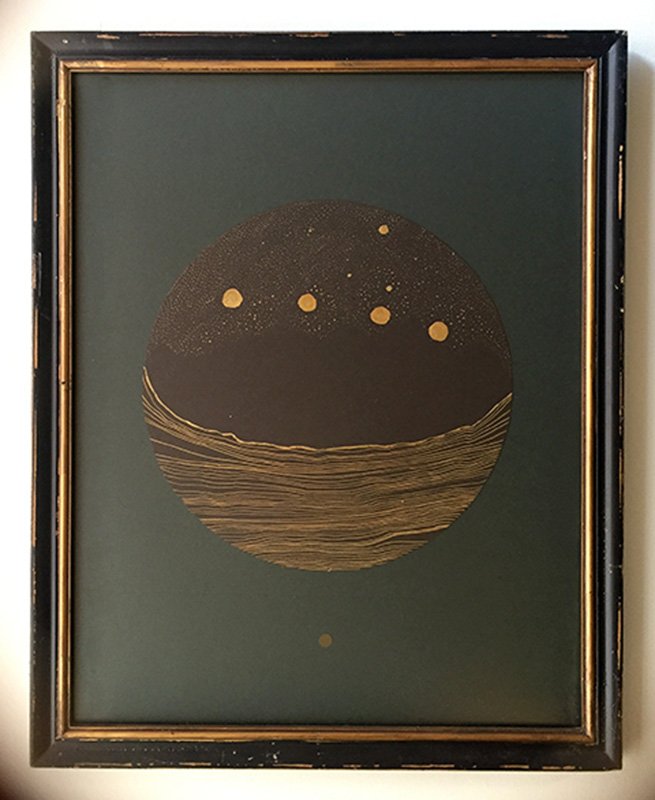Who needs the sun / Drawing with cut paper collage / 2019 / framed