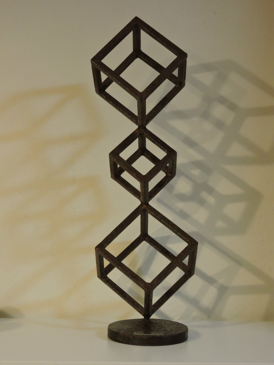 Metal art installation - stacked boxes