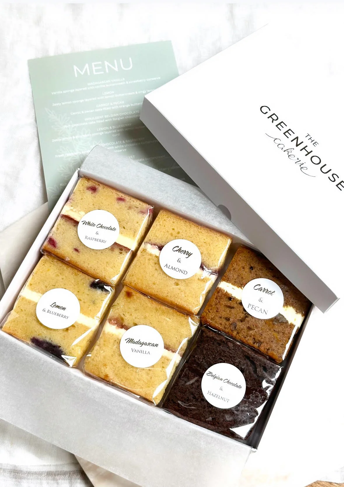 Luxury wedding cake taster box available for postal delivery throughout England