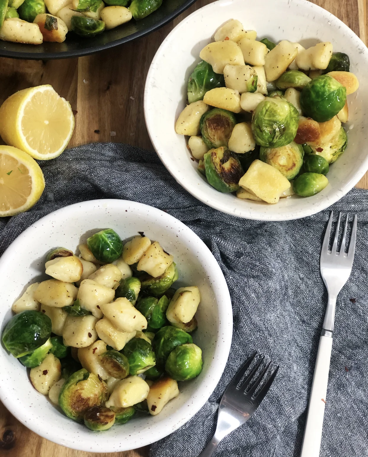 Crispy Gnocchi with Brussels Sprouts and Lemon