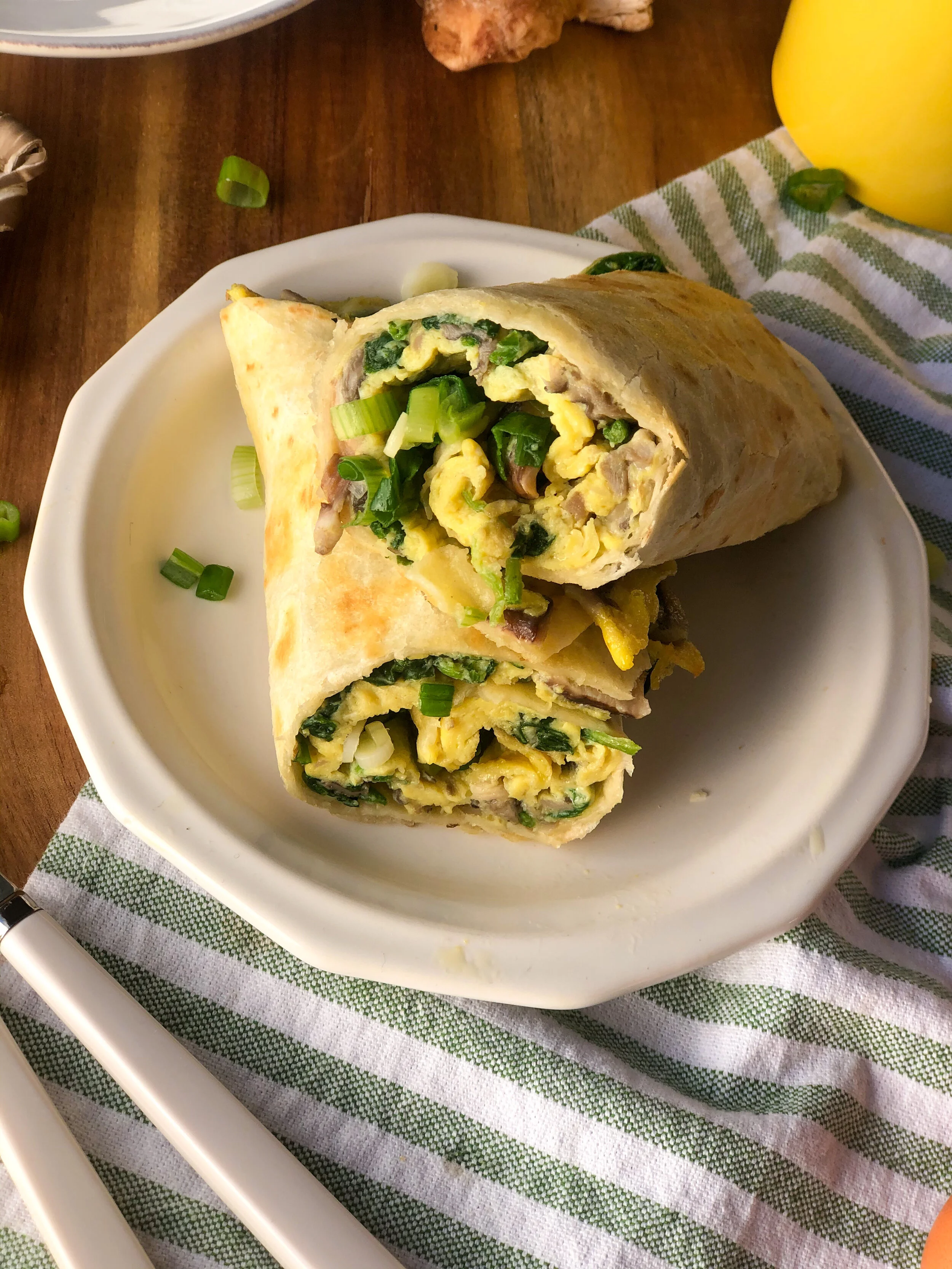 Rolex with Spinach and Mushrooms