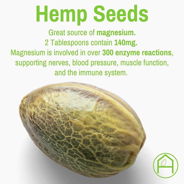 Hemp seeds are high in magnesium.
What&rsquo;s your favorite way to eat them? 😋 
#hempnutrition