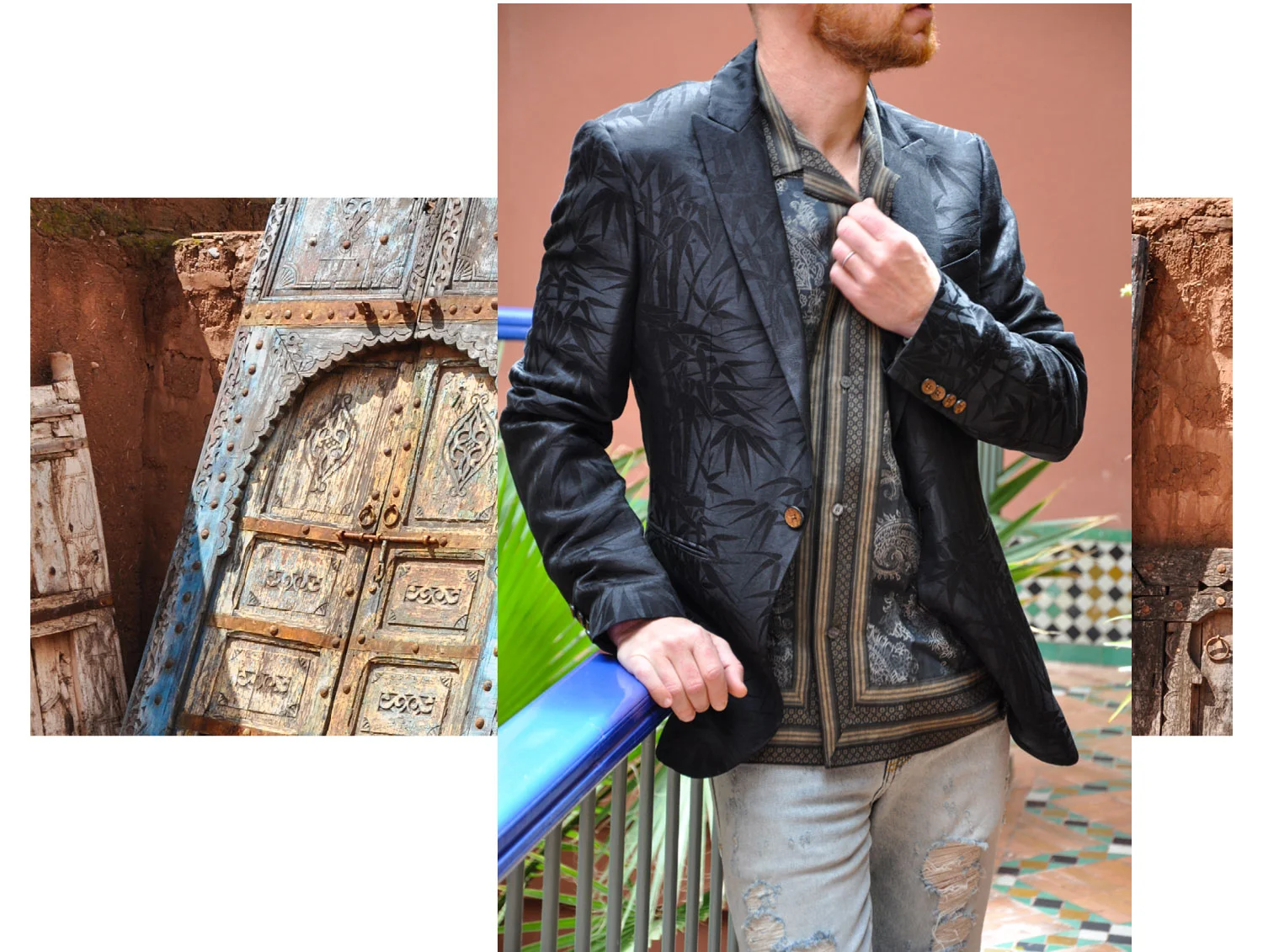 Jacke & Hemd: Etro, Jeans: Saint Laurent