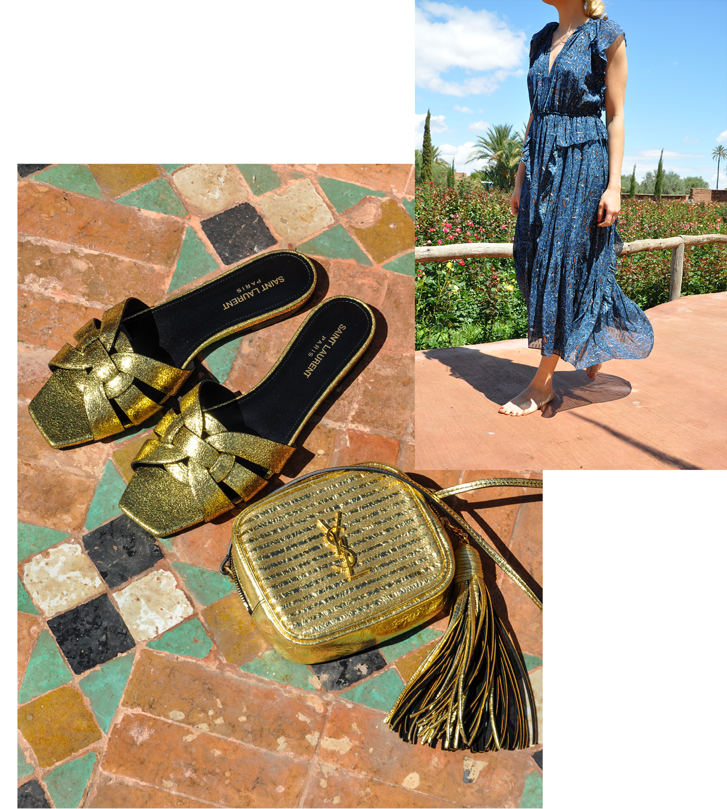 Tasche und Schuh: Saint Laurent, Kleid: Ulla Johnson