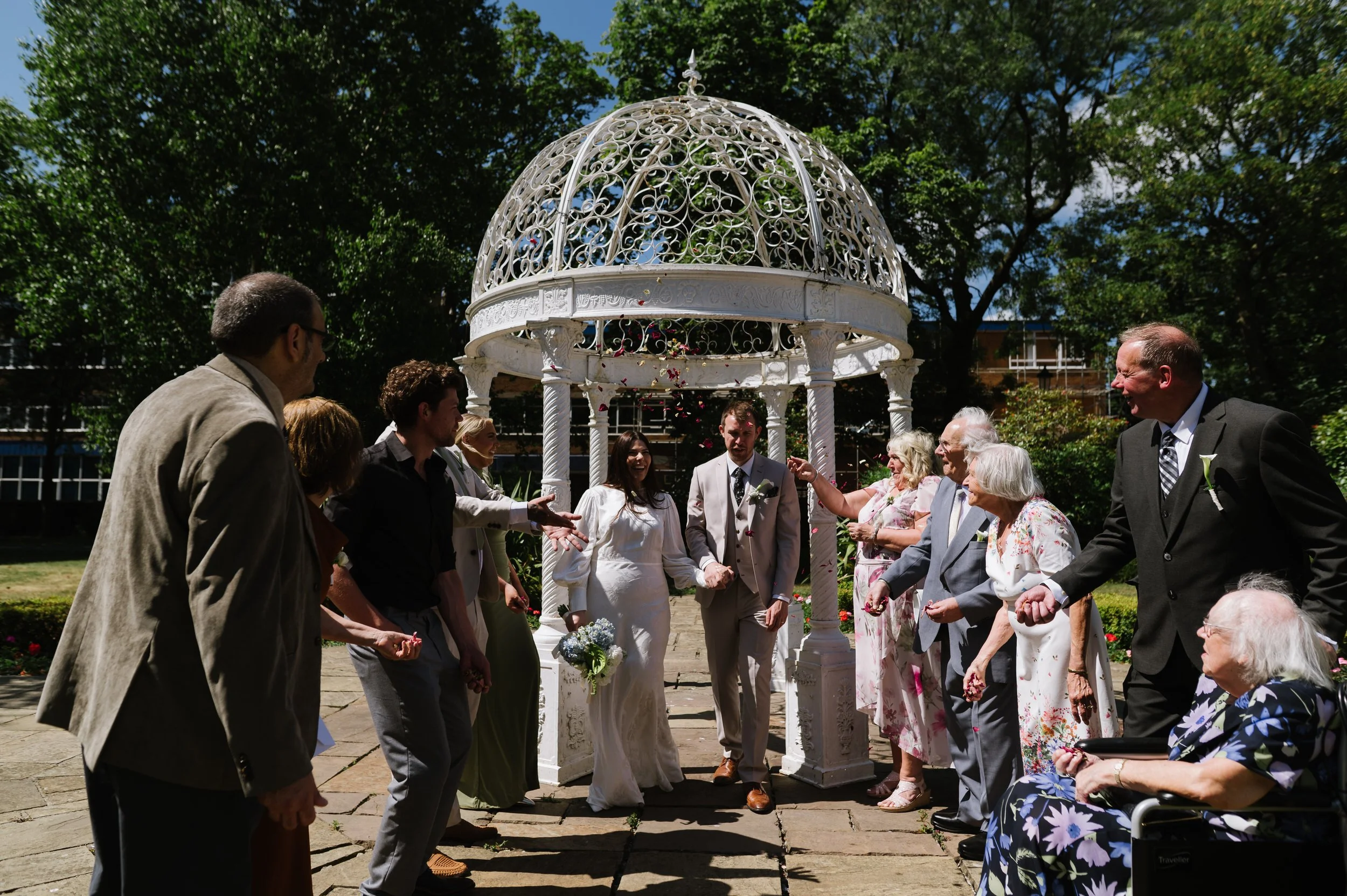 Family confetti moment outside Sandwell Register Office
