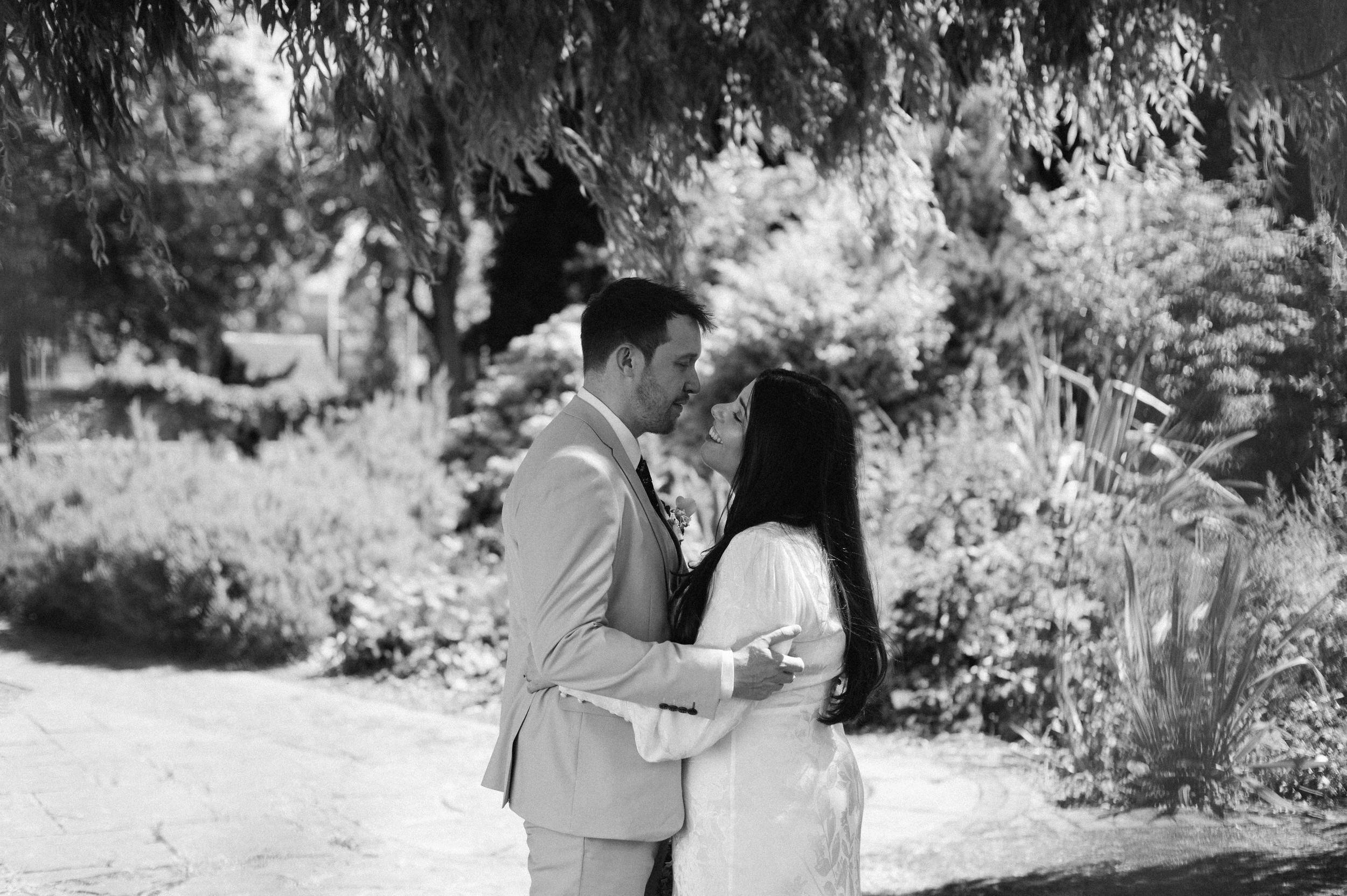 Couple portraits around the grounds at Sandwell Register Office